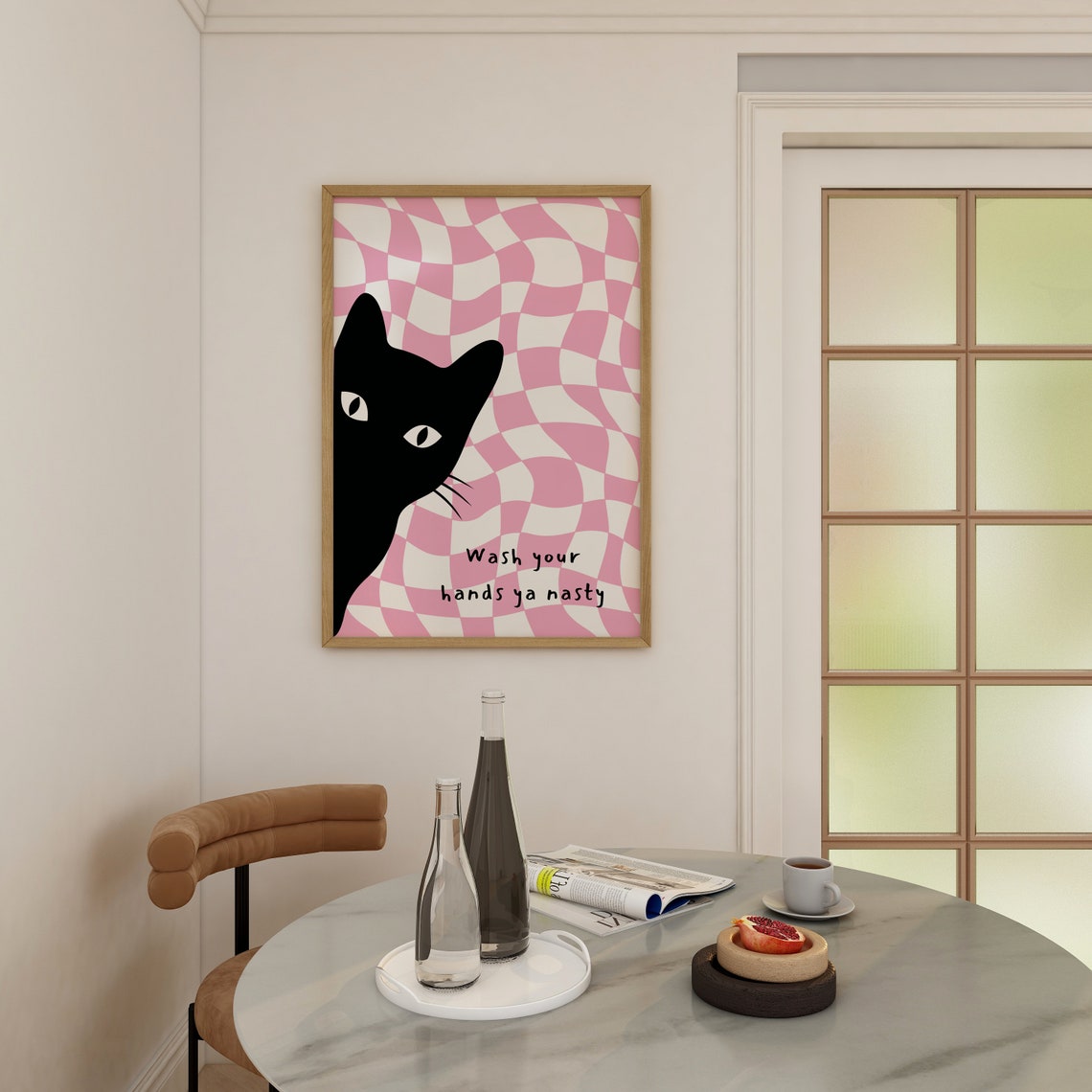 Funny Black Cat Bathroom Art Print - Image 3