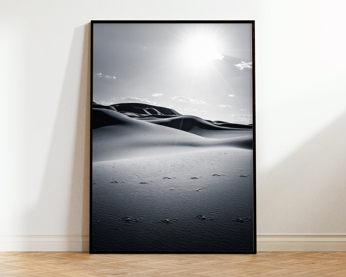 Moody Black And White Desert Dunes Fine Art Photography Poster