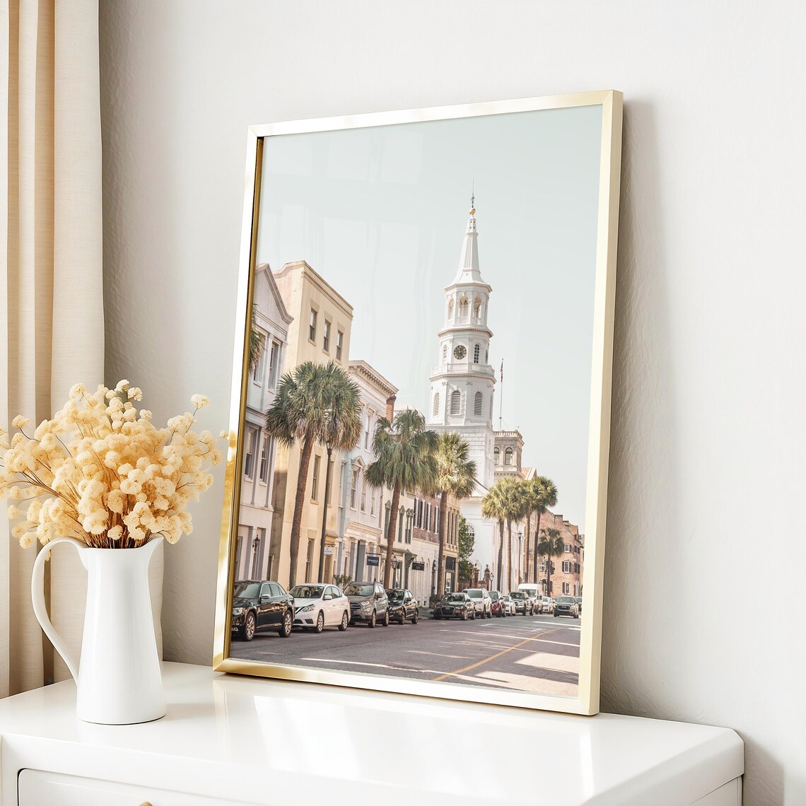 Charleston Broad Street Church Palm Tree Southern Photo Poster