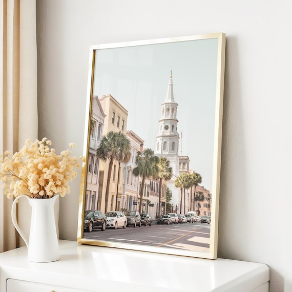 Charleston Broad Street Church Palm Tree Southern Photo Poster