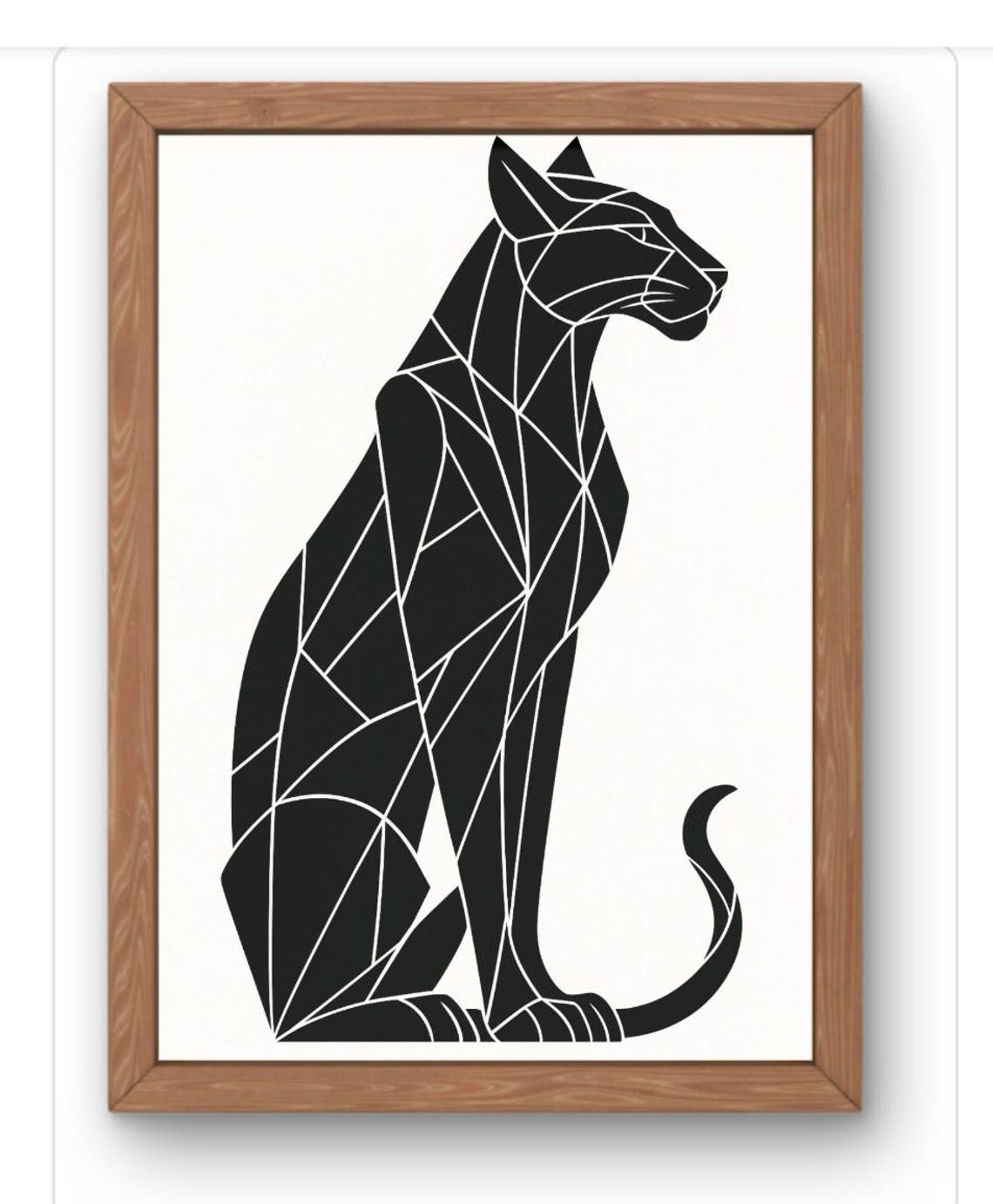 Geometric Black Panther Low Poly Silhouette Modern Art Poster