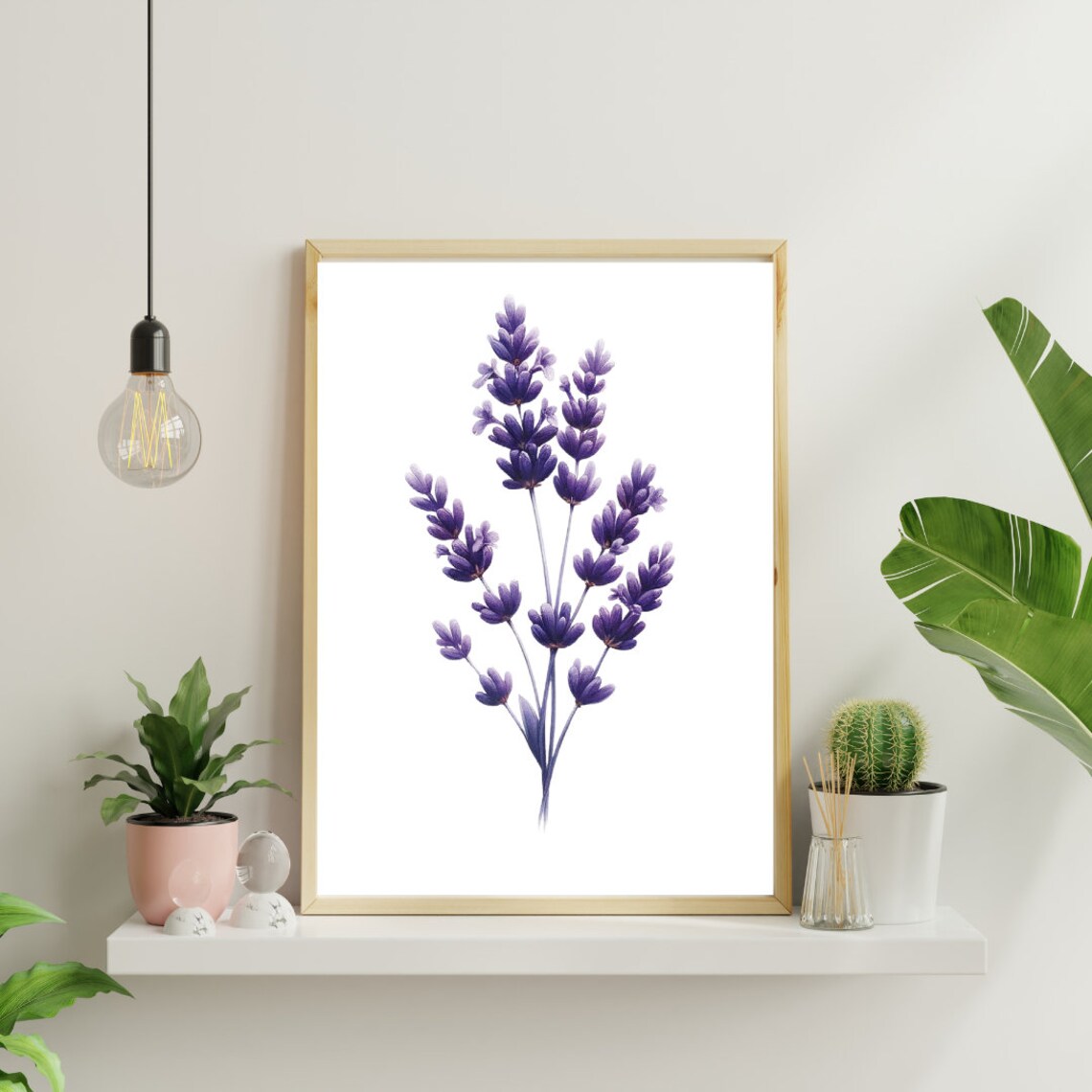 Purple Lavender Sprigs Botanical Tranquil Watercolor Art Poster - Image 5