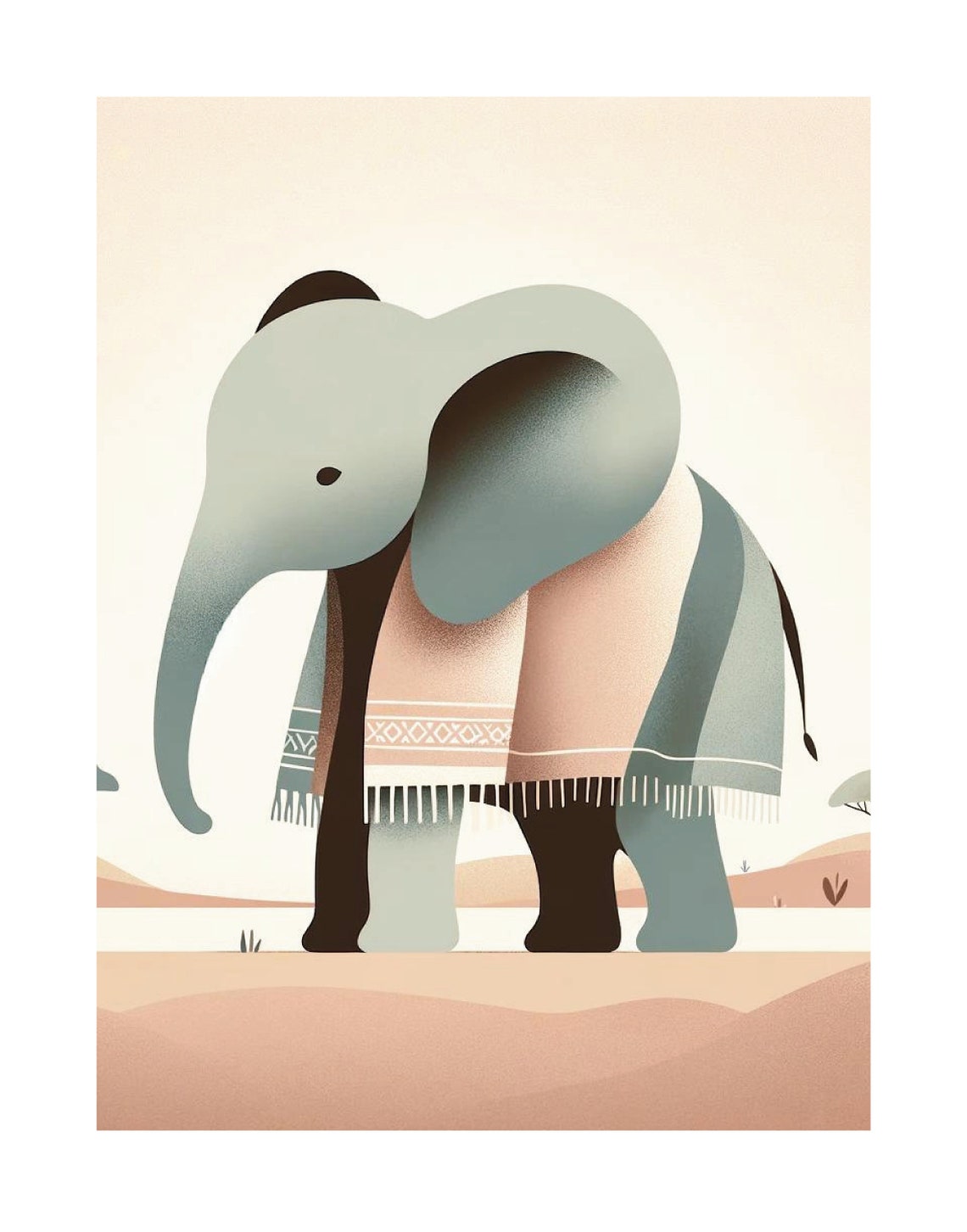 Minimalist Baby Elephant Art Print Modern Nursery Decor Geometric Design Subtle Earth Tones For Calm Space - Image 3