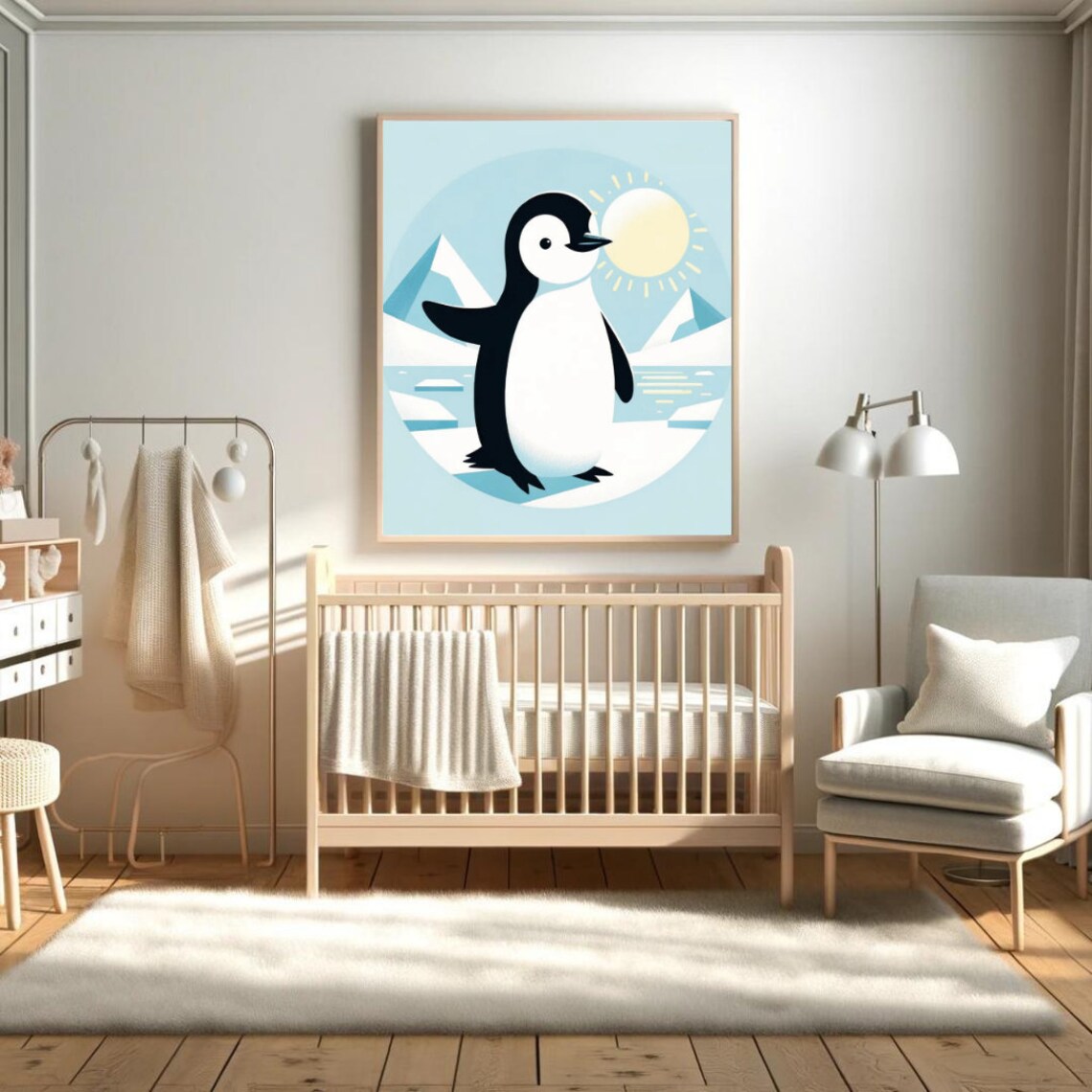 Cute Penguin Arctic Sun Nursery Illustration Bright Cheerful Poster - Image 2