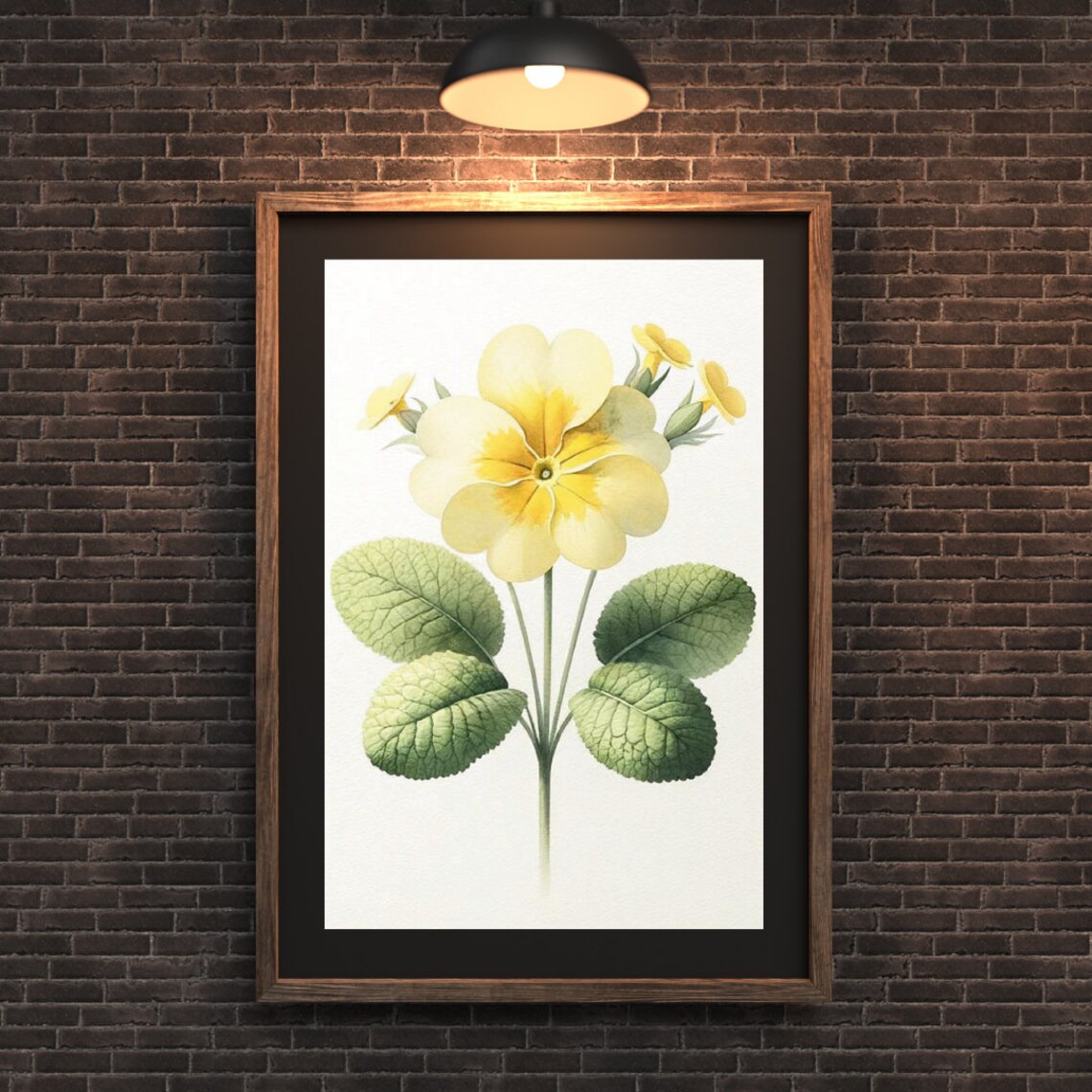 Yellow Primrose Blooms Green Leaves Botanical Watercolor Poster - Image 5