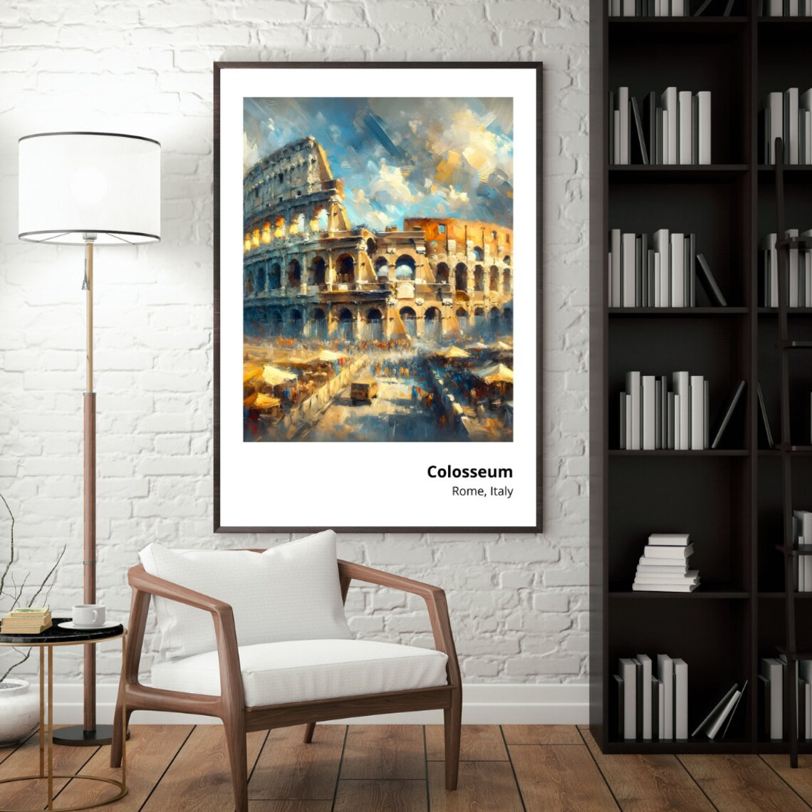 Colosseum Rome Italy Ancient Amphitheater Historic Art Poster