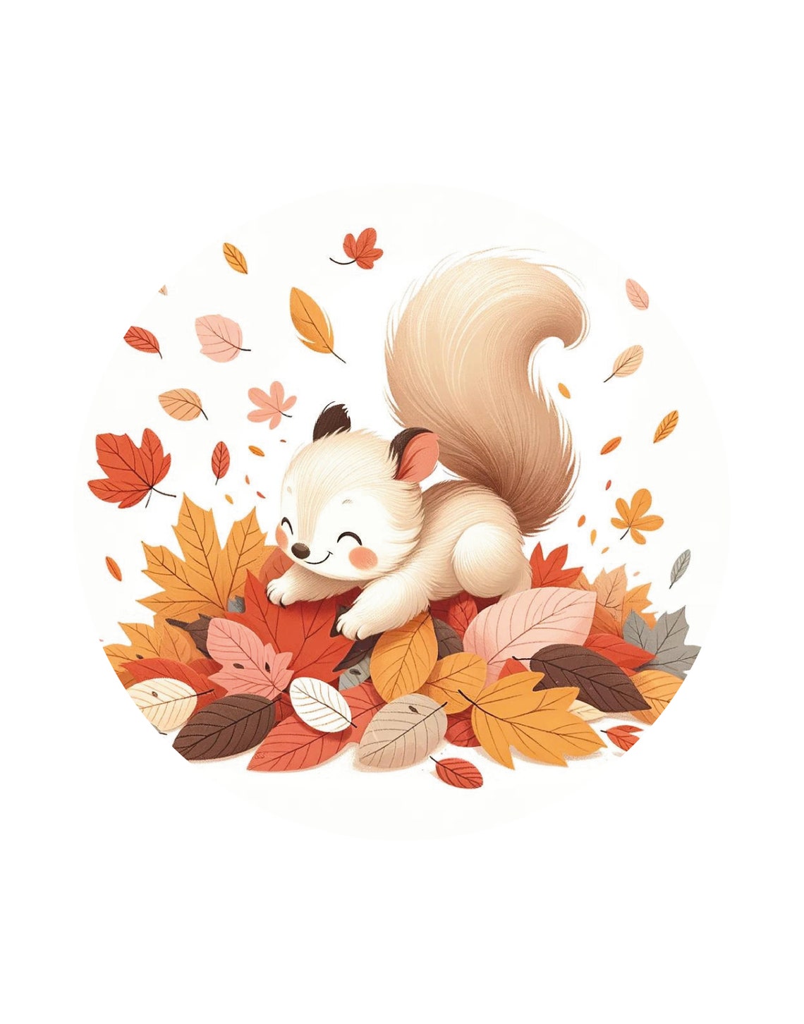 Baby Squirrel Autumn Leaves Playful Fall Forest Cute Nursery Wall Art - Image 3