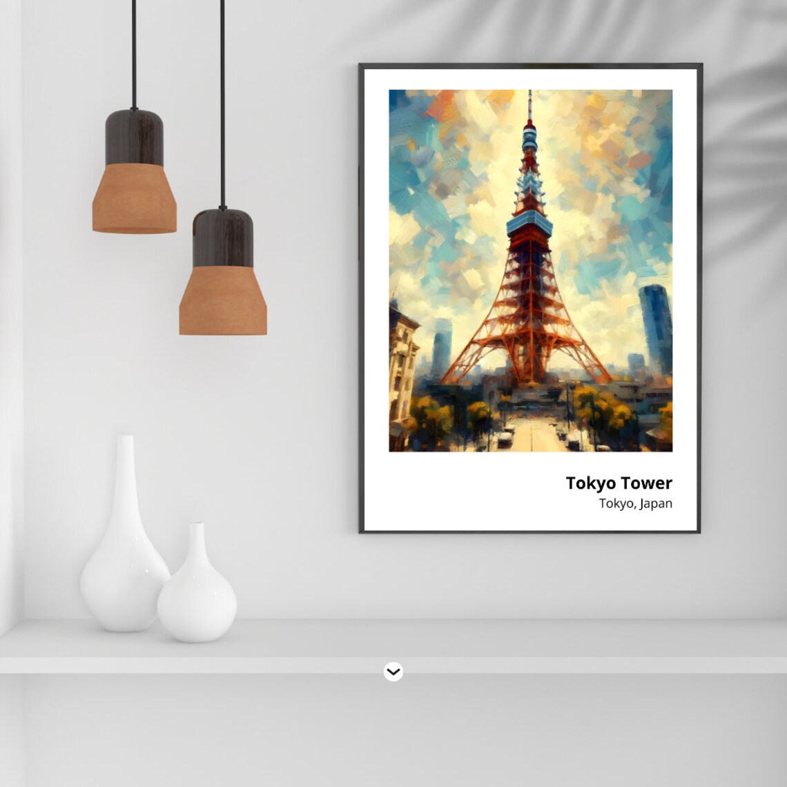Tokyo Tower Japan Red Steel Landmark Vibrant Cityscape Painting Poster - Image 5