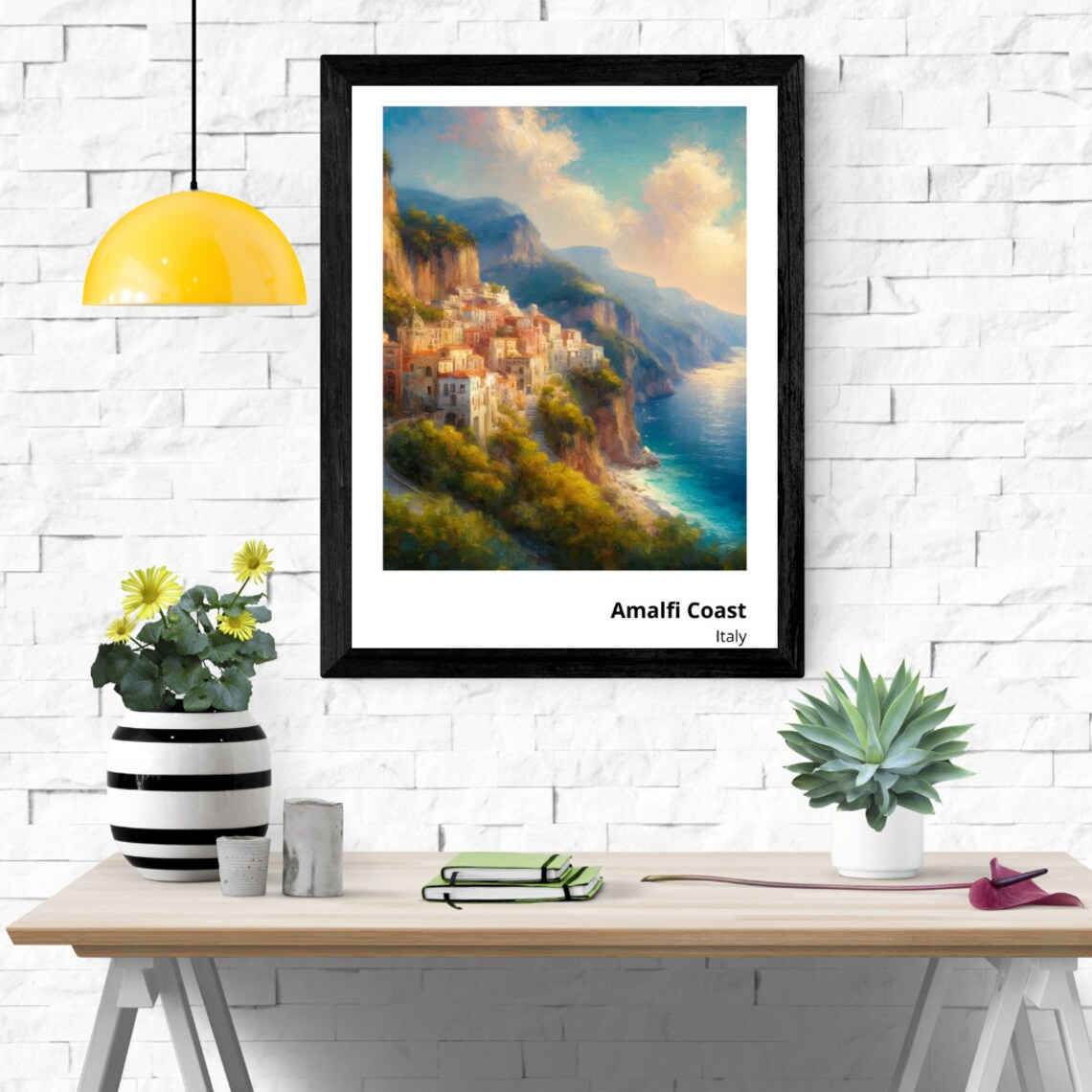 Amalfi Coast Italy Cliffside Town Mediterranean Sea View Poster - Image 3