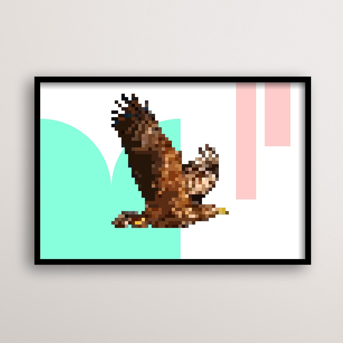 Pixel Eagle Retro Game Theme Bird Poster