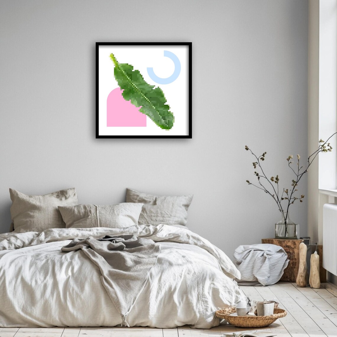 Pixel Banana Leaf Tropical Retro Game Botanical Art - Image 4