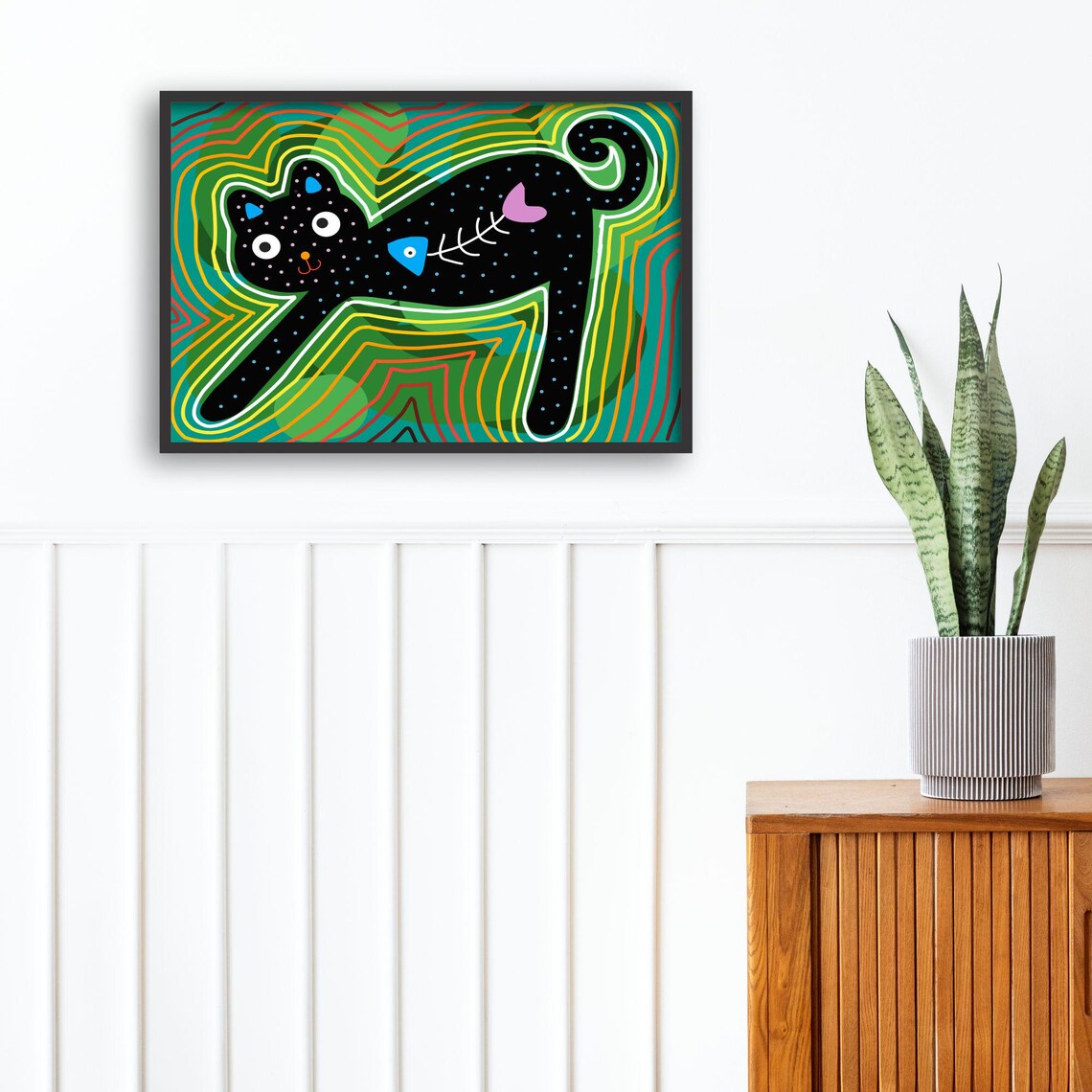 Cat Art, Whimsical Boho Decor Poster Print - Image 3