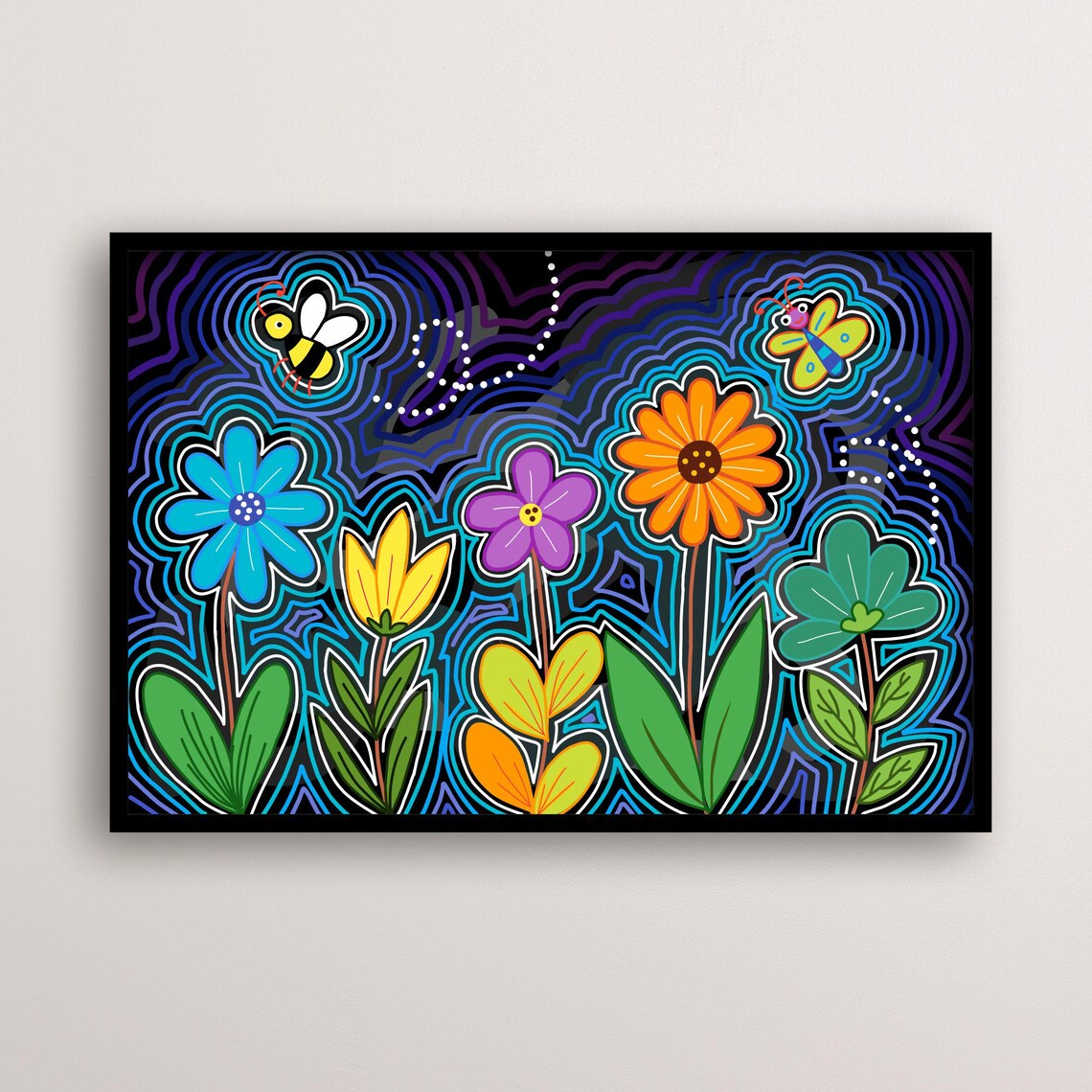 Whimsical Flower Art, Boho Garden Poster