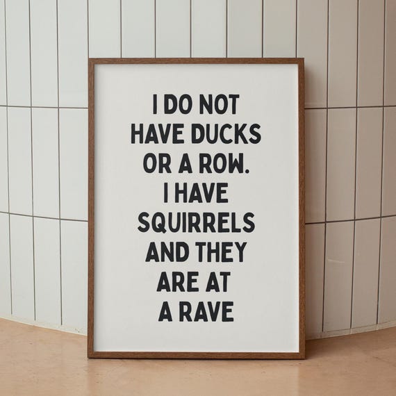 Funny Squirrels Rave Art Print Sarcastic Kitchen Decor
