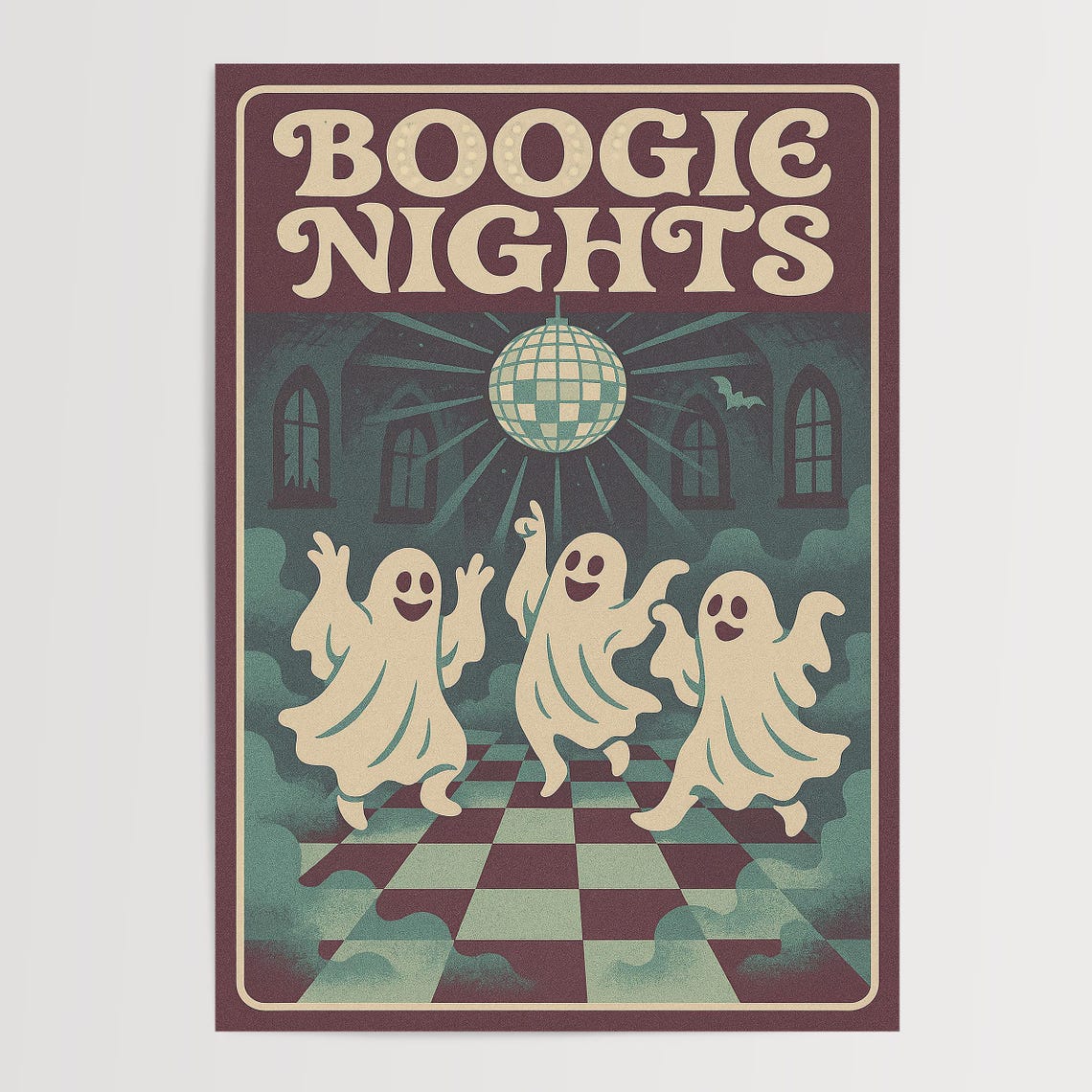 Boogie Nights Retro Halloween Disco Dancing Ghosts Party Poster