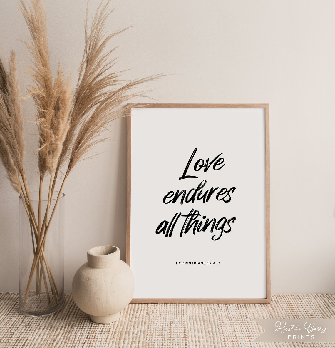 Love Endures All Things 1 Corinthians 13:4-7 Wedding Scripture Wall Poster