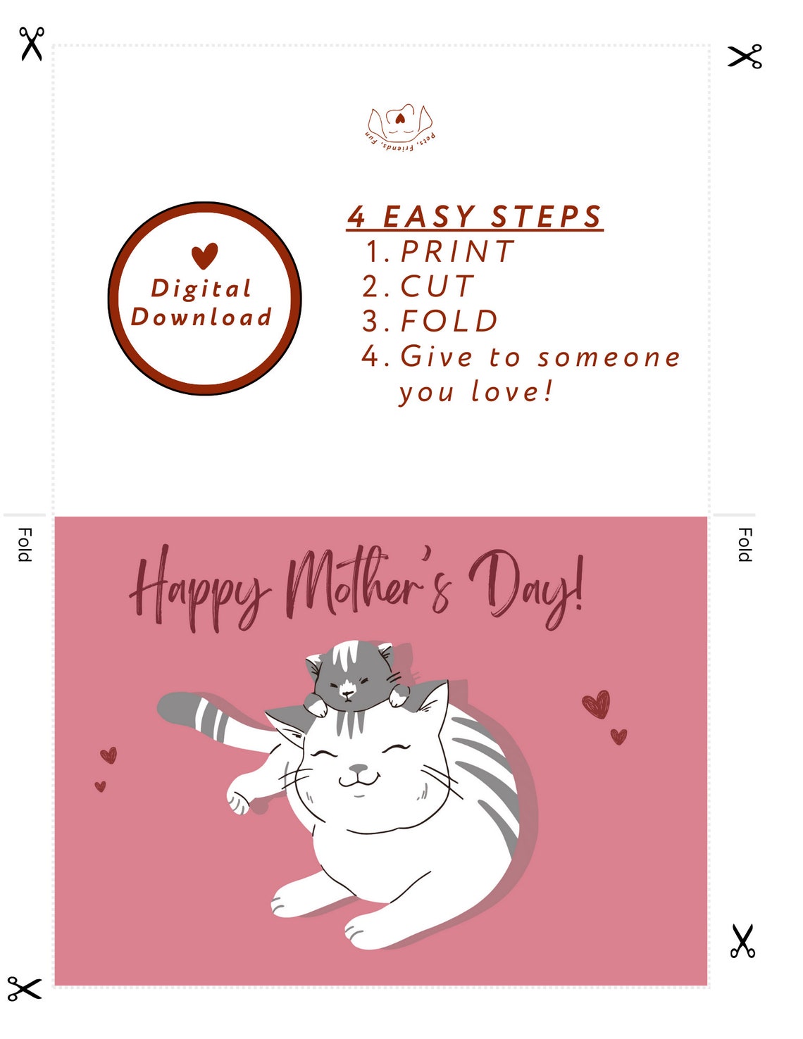 Cat Mom Mother's Day Poster, Kitty and Mama Cat - Image 2