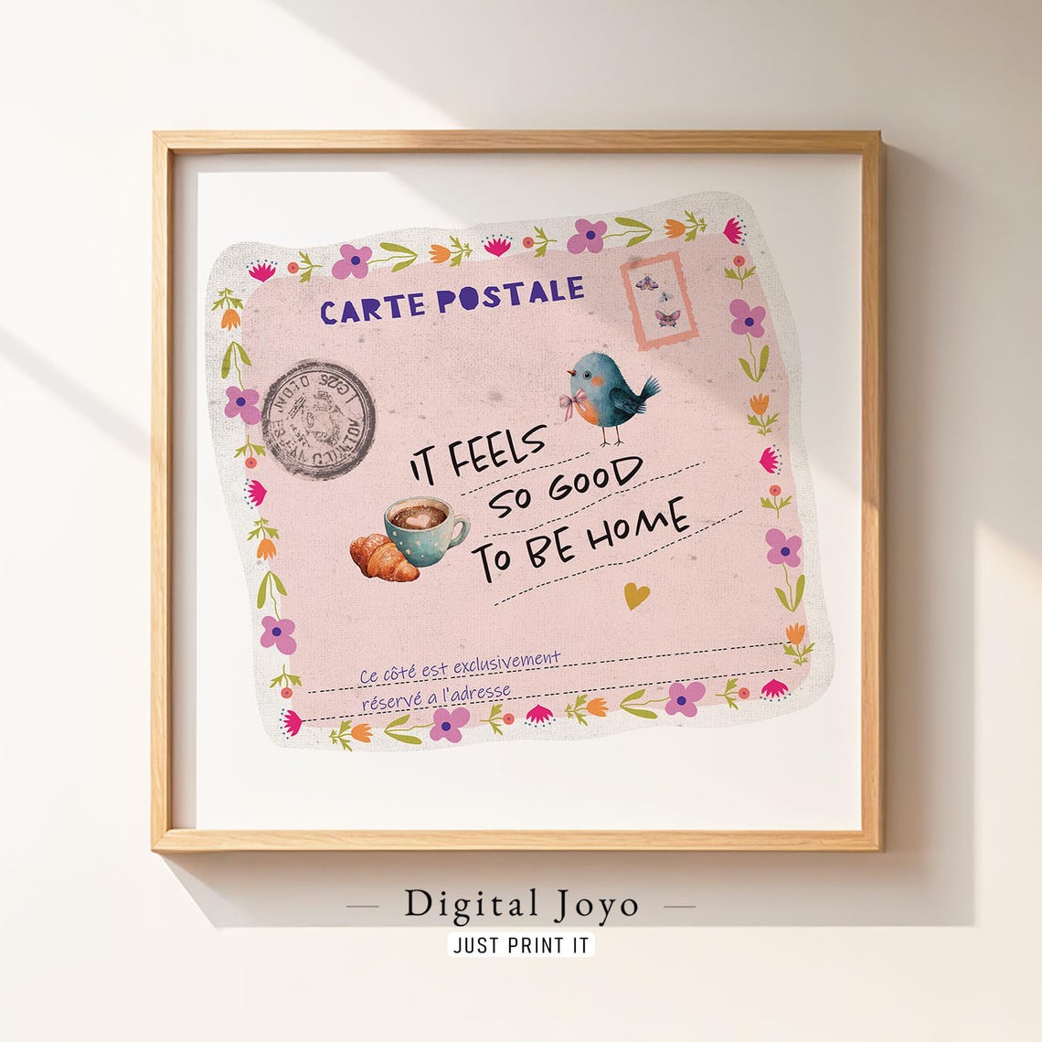 Carte Postale Pink Floral Postcard It Feels So Good To Be Home Poster