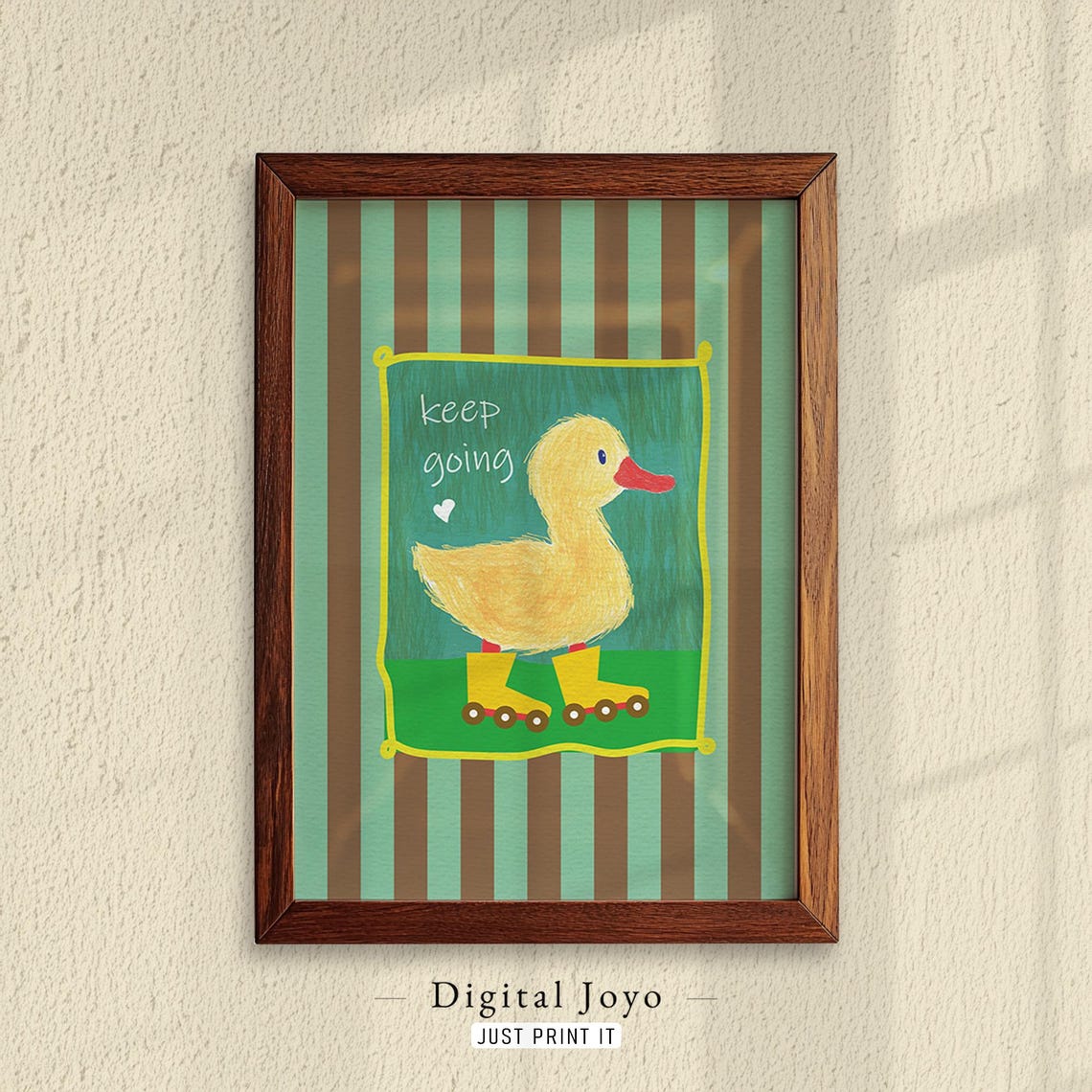 Keep Going Duck On Roller Skates Cute Motivational Kids Poster