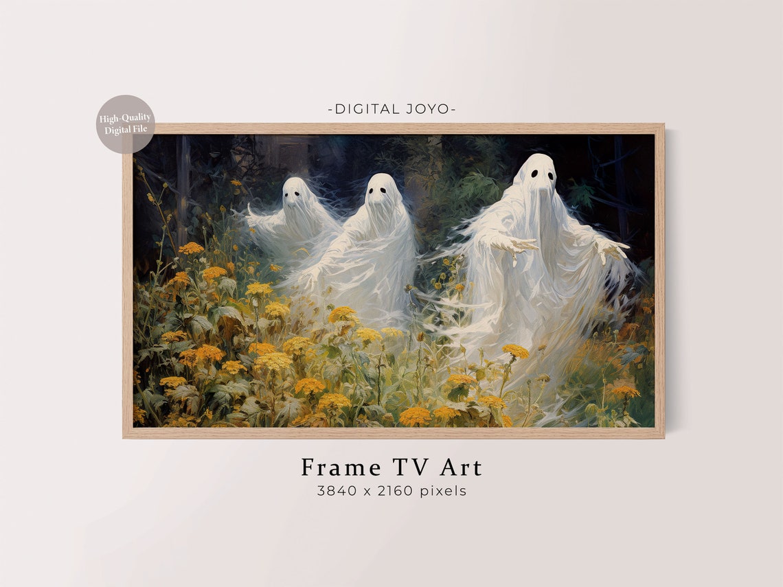 Painting Frame Tv Art Halloween Garden Scene