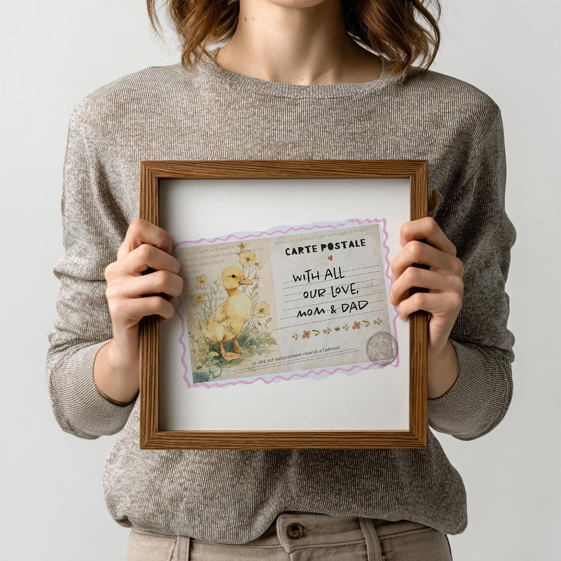 Duckling Carte Postale Print Baby Duck With All Our Love Quote Decor Art