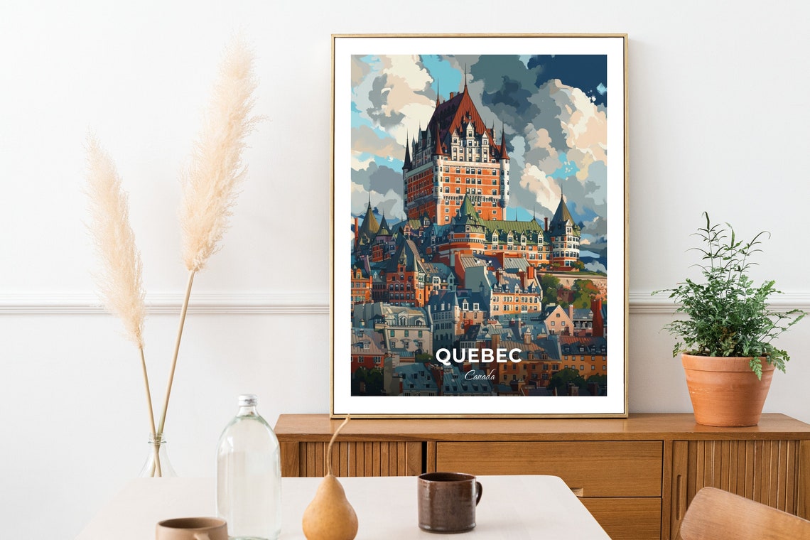Quebec Chateau Frontenac Castle Tower Rooftops Travel Poster - Image 2