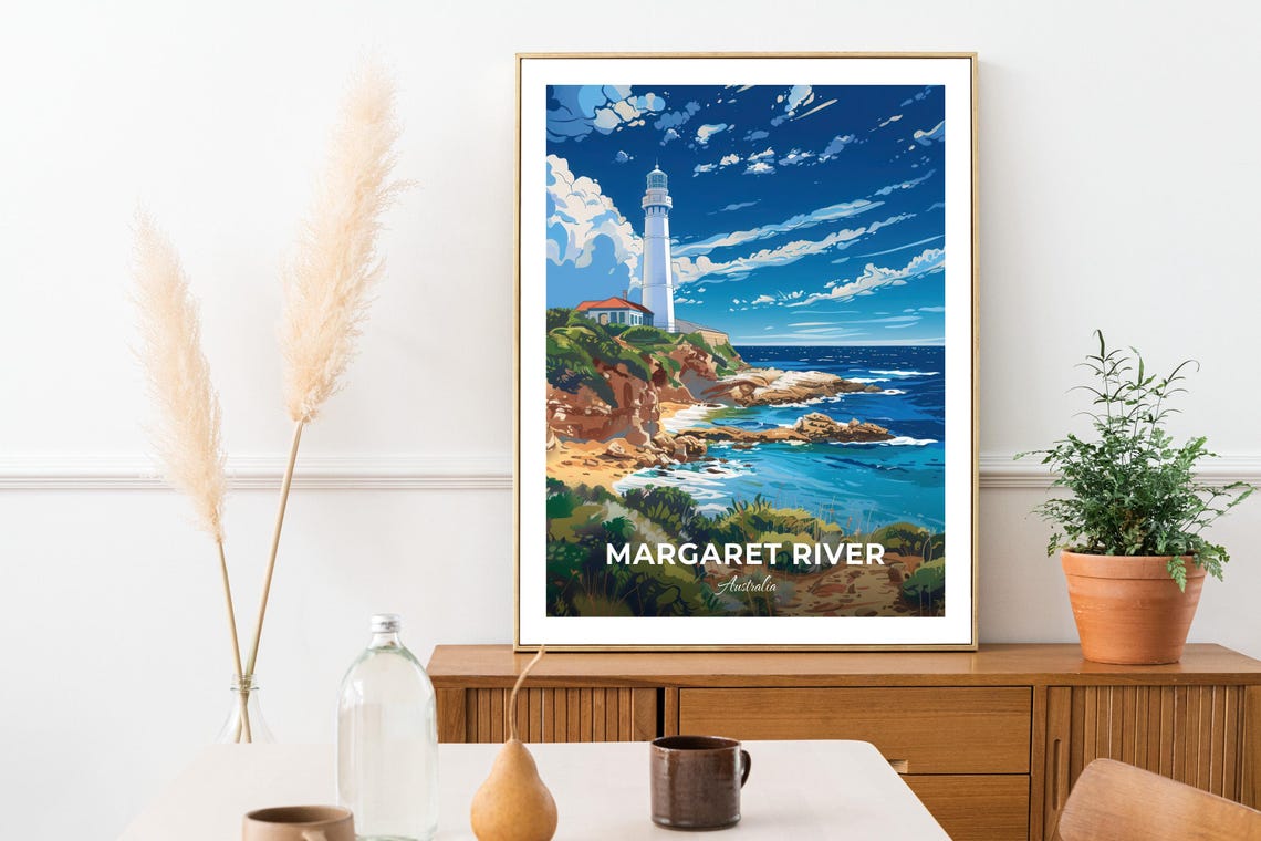 Margaret River Australia Lighthouse Cliffs Blue Sea View Poster - Image 3