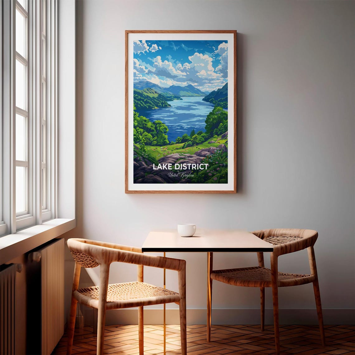 Lake District England Lush Green Valley Lake Scenic Travel Poster - Image 3