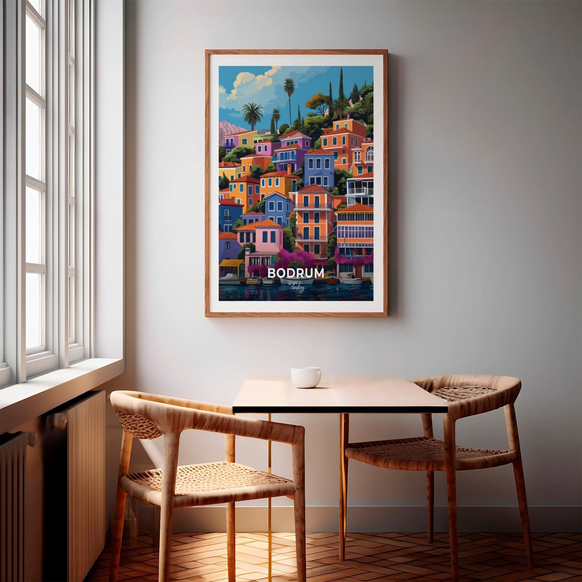 Bodrum Turkey Gumbet Colorful Pastel Houses Harbor View Poster - Image 2