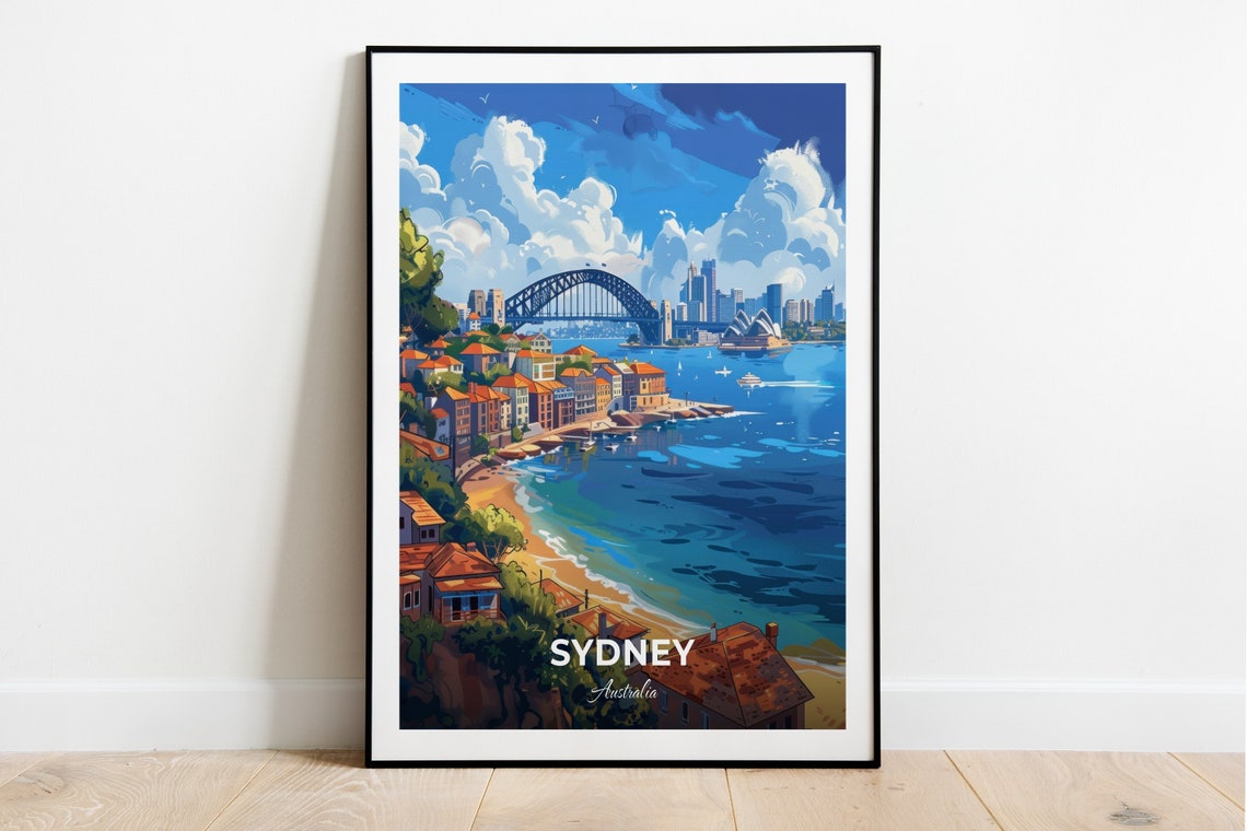 Sydney Harbour Bridge Opera House Waterfront Vista Travel Poster