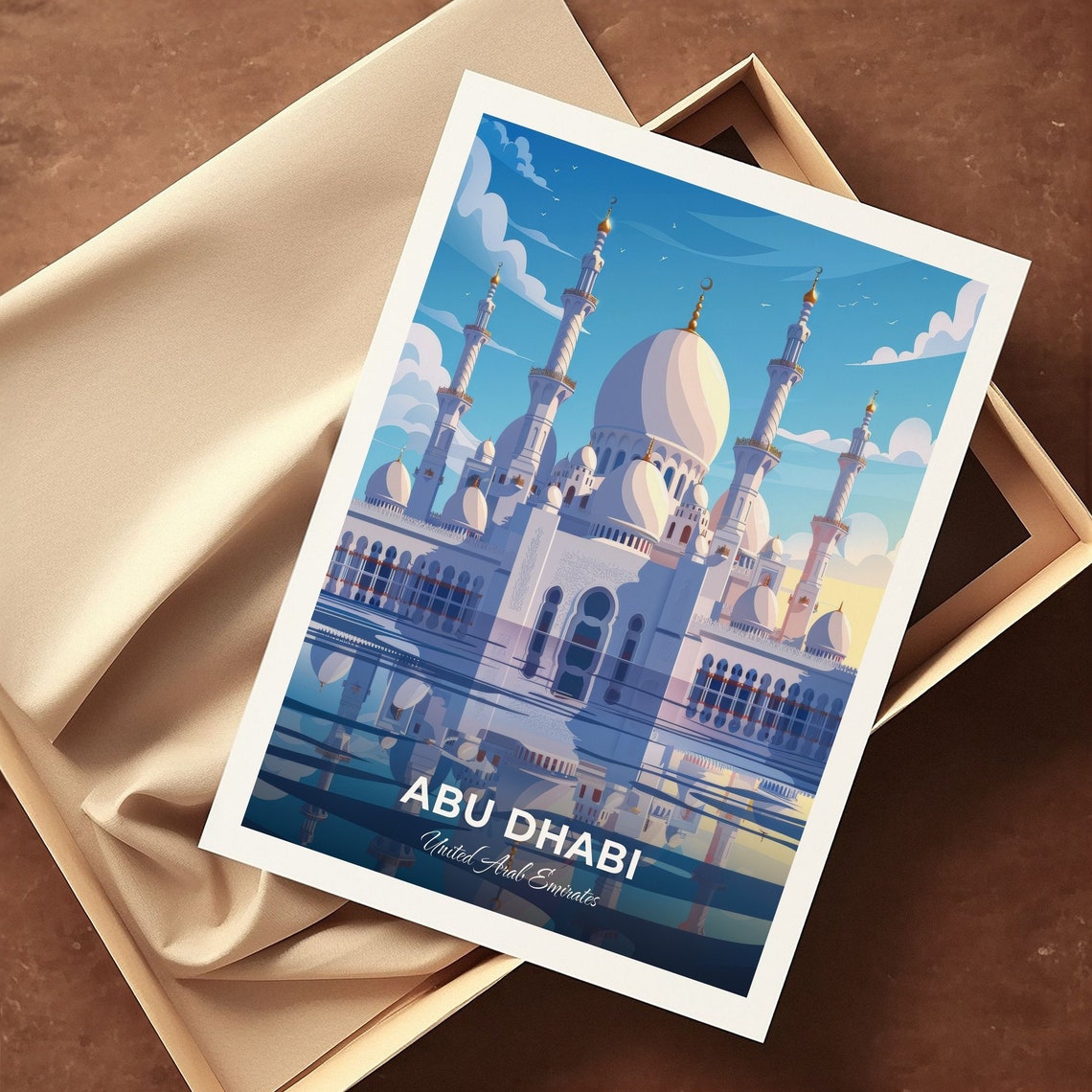 Abu Dhabi UAE Sheikh Zayed Grand Mosque White Domes At Dawn Poster - Image 3
