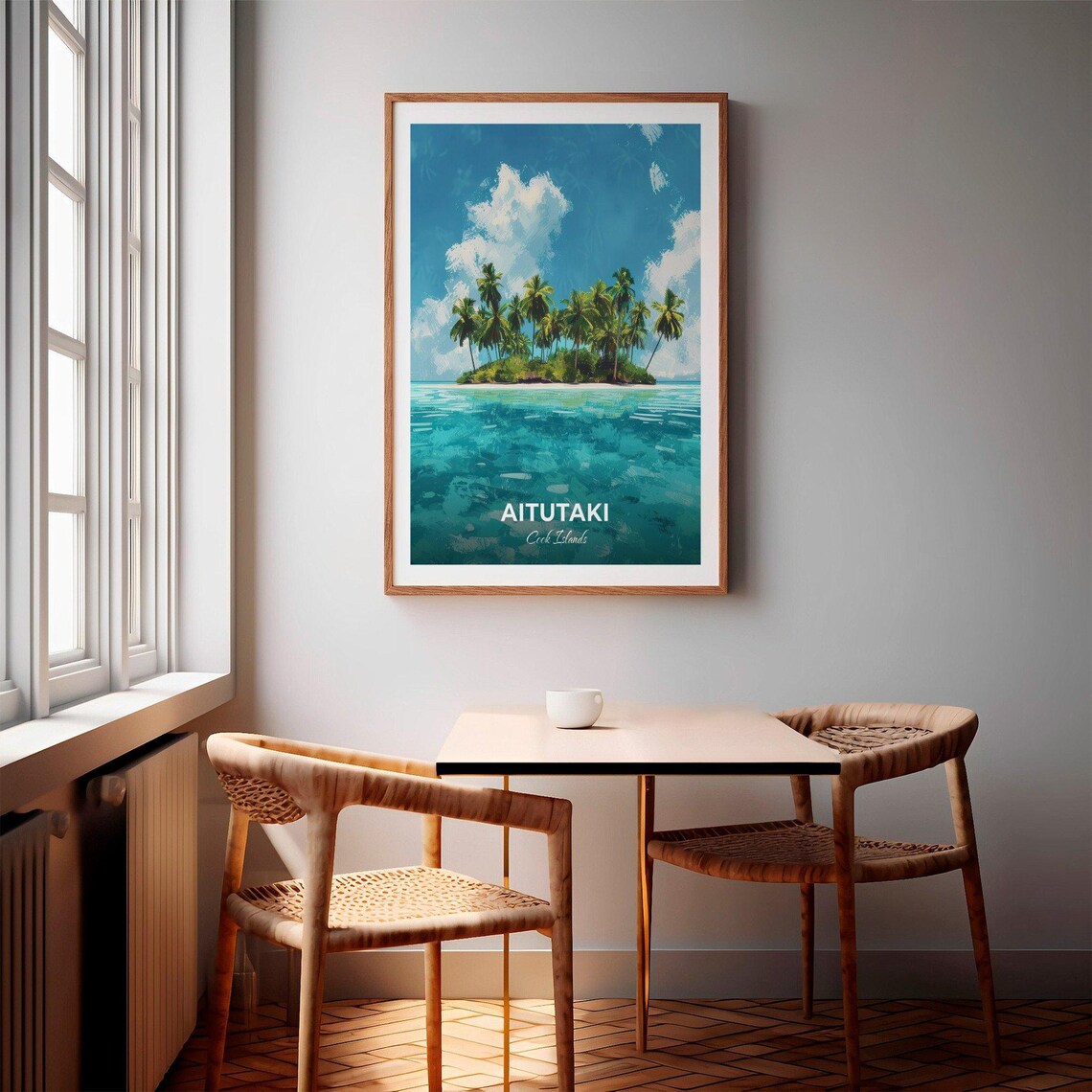 Aitutaki Cook Islands Palm Island Turquoise Sea Travel Poster - Image 2