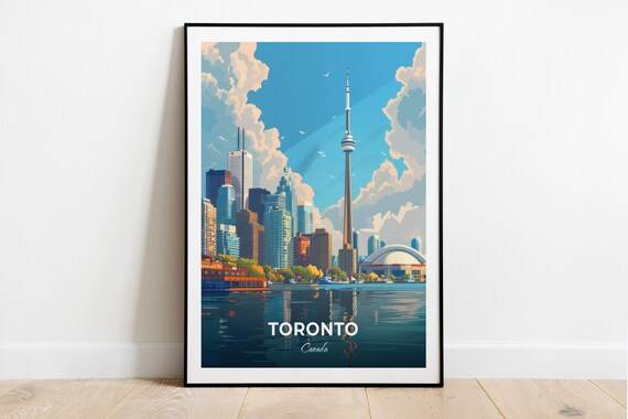 Toronto Canada Harbourfront CN Tower Skyline View Travel Poster