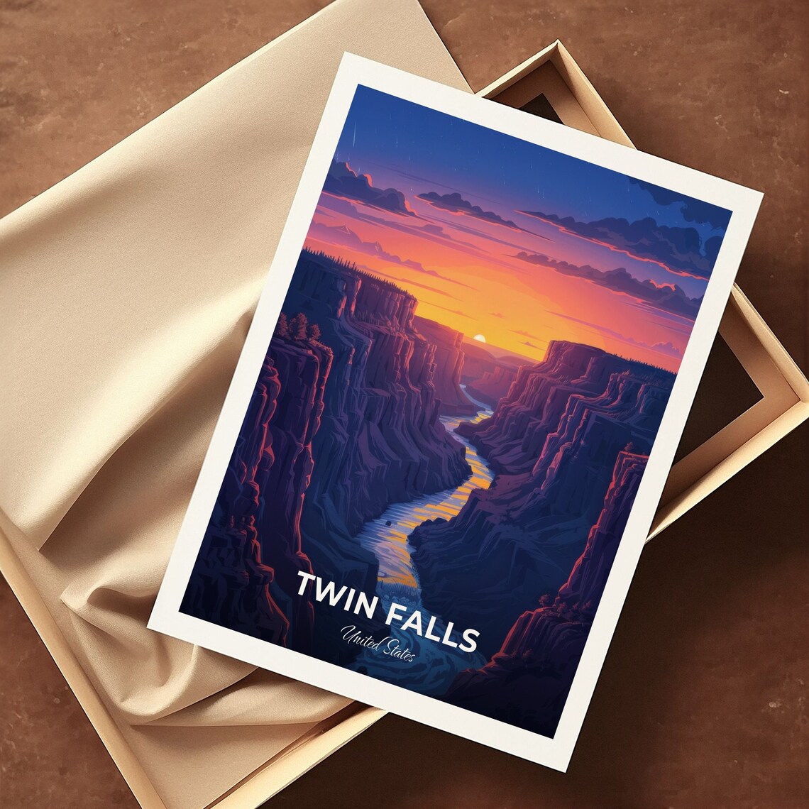 Twin Falls Idaho Snake River Canyon Sunset Travel Poster Nature Art - Image 3