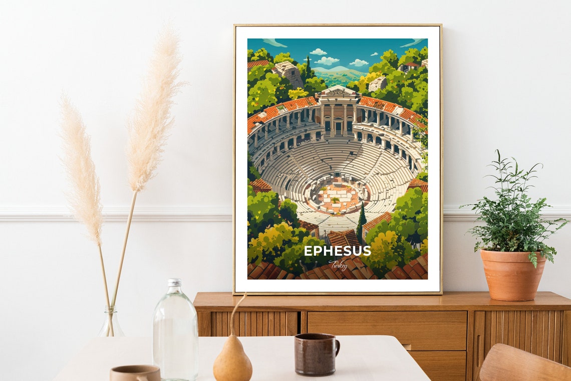 Ephesus Turkey Great Theatre Ancient Ruins Travel Art Poster - Image 2