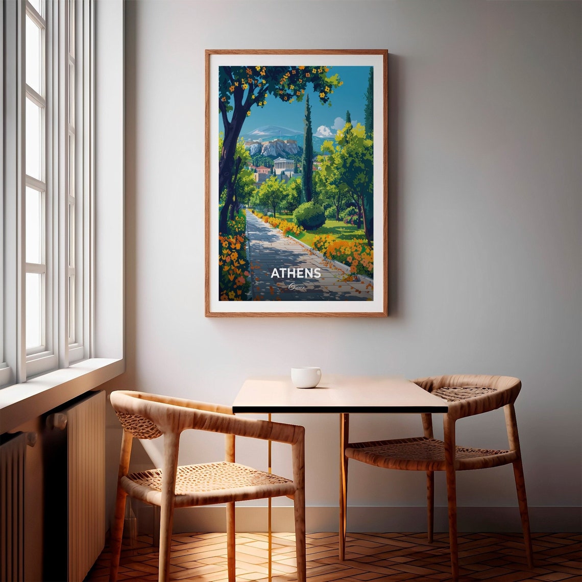 Athens Greece National Garden Flower-Lined Path Travel Poster - Image 2