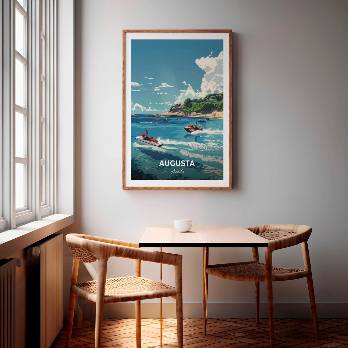 Augusta Jet Ski Racing Beach Headland Australia Vintage Travel Poster - Image 2