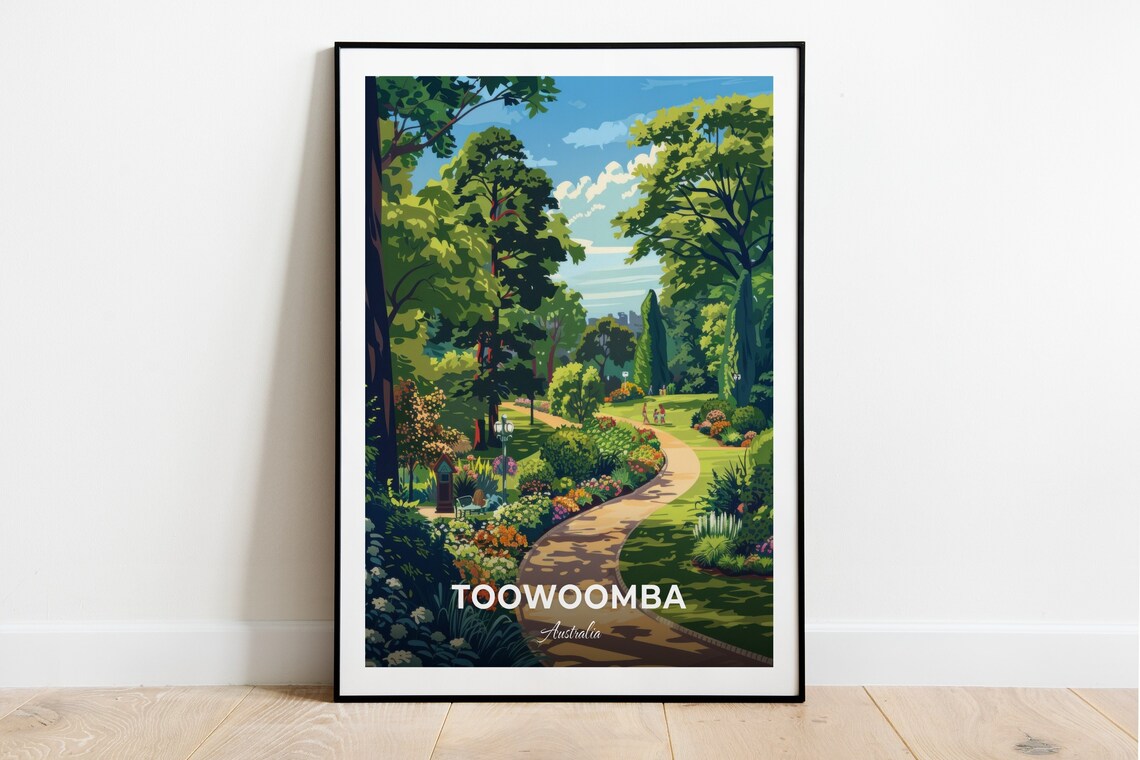 Toowoomba Australia Lush Garden Park Path With Flower Beds Poster