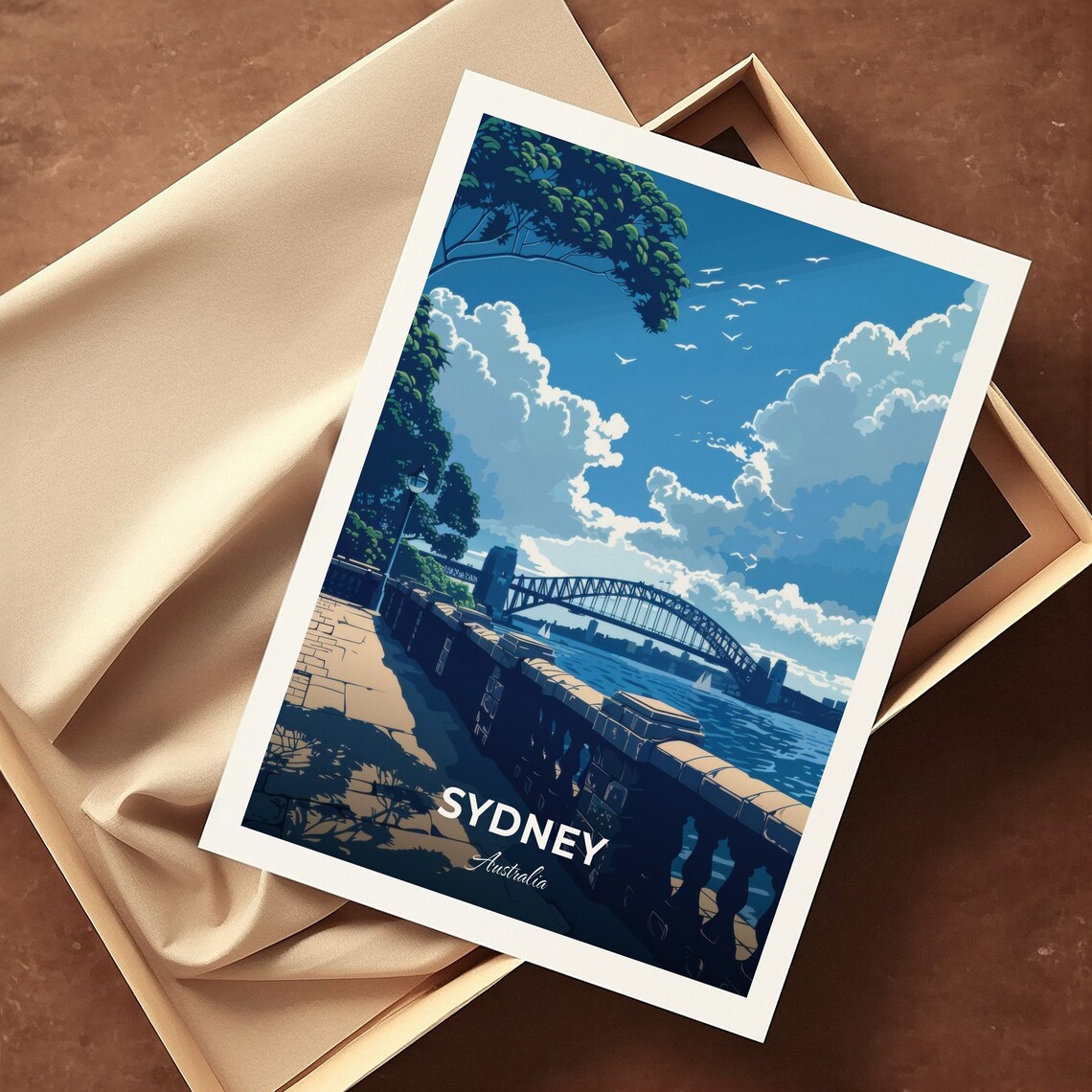 Sydney Harbour Bridge Terrace View Sunny Day Waterfront Travel Poster - Image 3