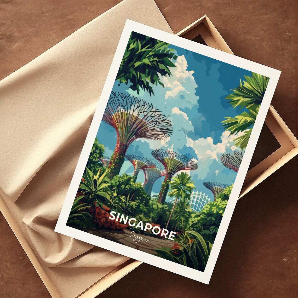 Singapore Gardens By The Bay Supertrees Night Lights Travel Poster - Image 3