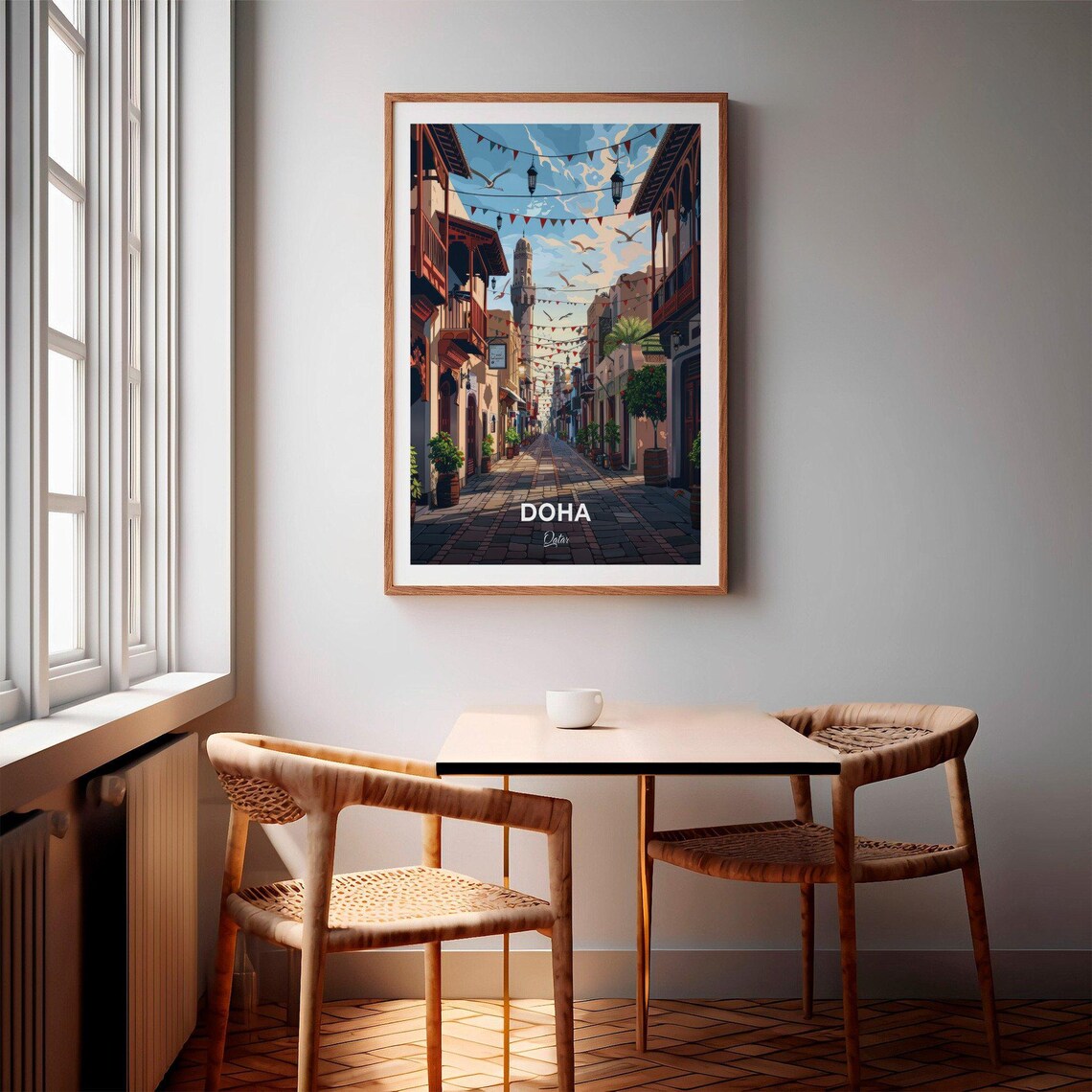 Doha Qatar Old Souq Street Lanterns Bunting Banner View Poster - Image 2