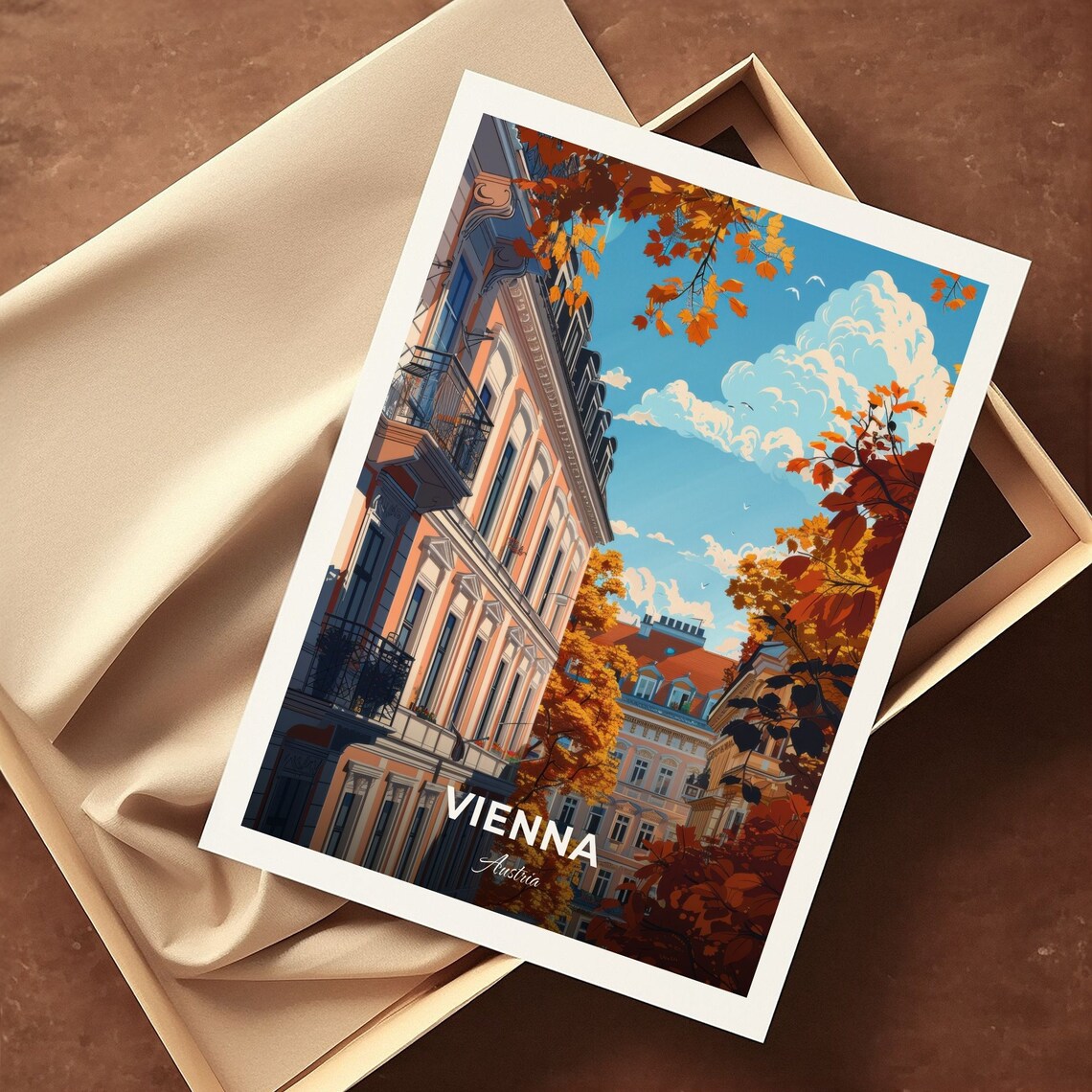 Vienna Austria Spittelberg Historic Street Autumn Facades Travel Poster - Image 3