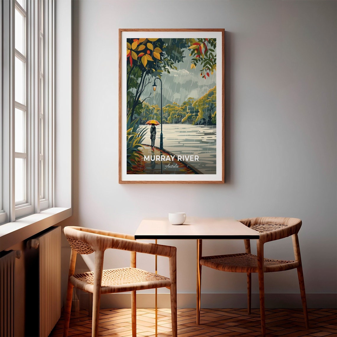 Murray River Rainy Autumn Riverside Stroll Australia Travel Poster - Image 2