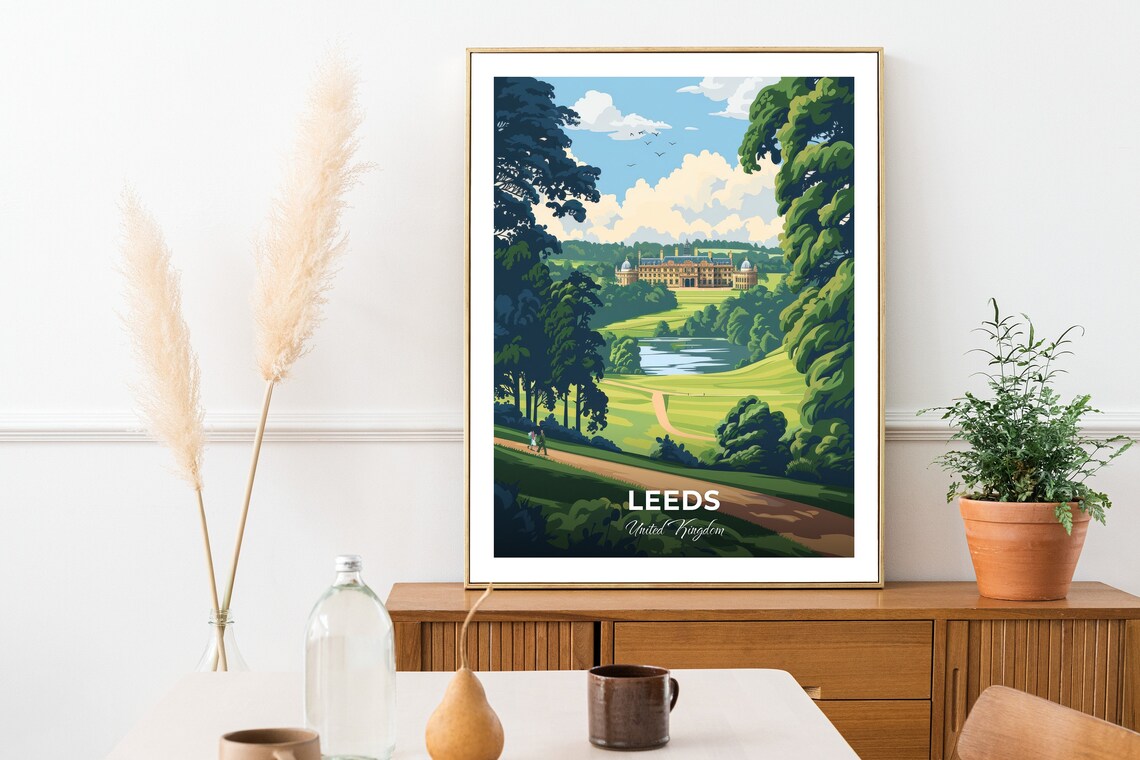 Leeds Harewood House Country Estate Lake England Travel Poster - Image 2
