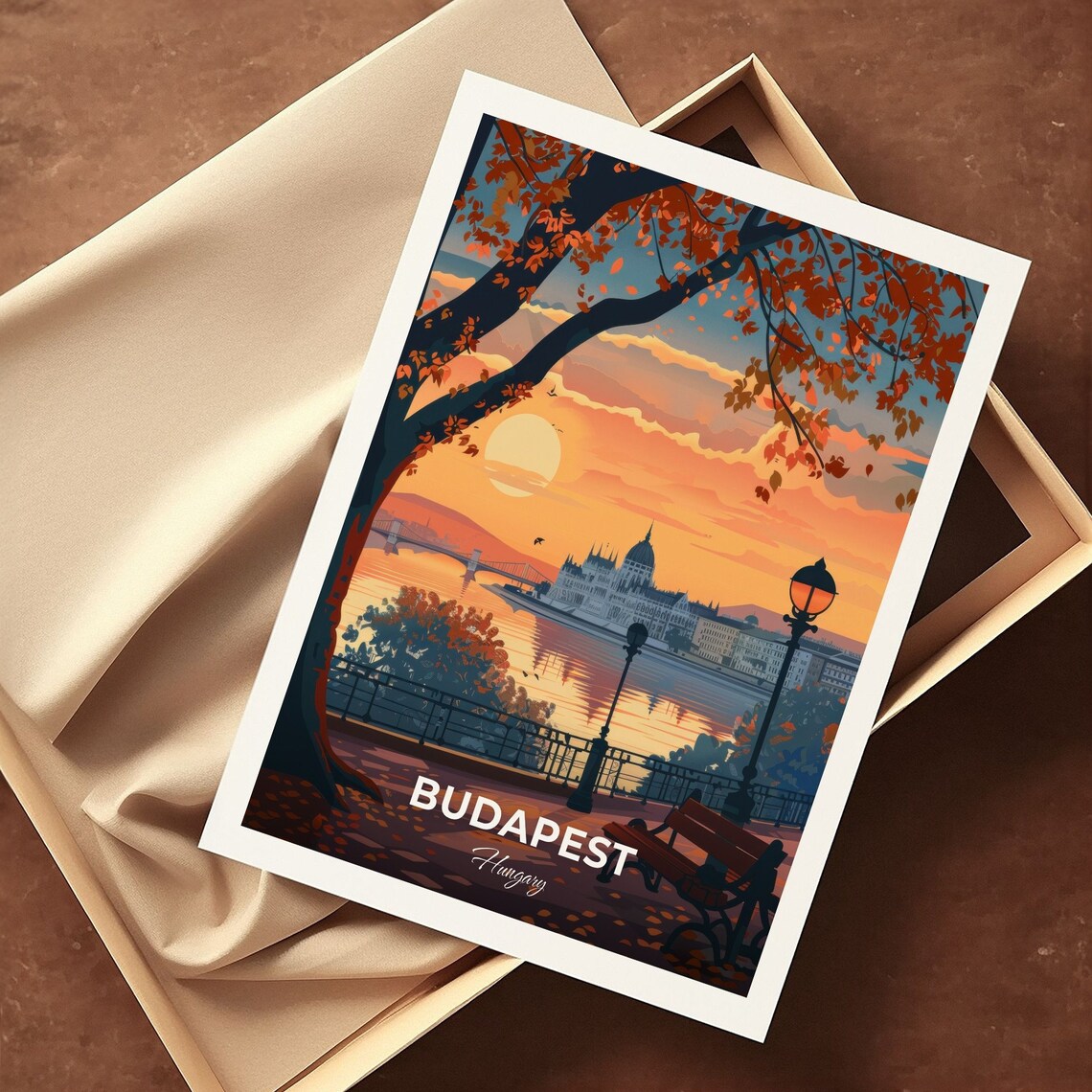 Budapest Hungary Danube Sunset Parliament Golden Hour Travel Poster - Image 3