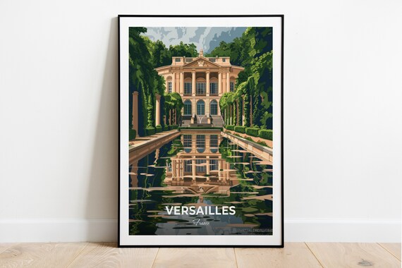 Versailles Petit Trianon Reflecting Pool Chateau Travel Scene Poster