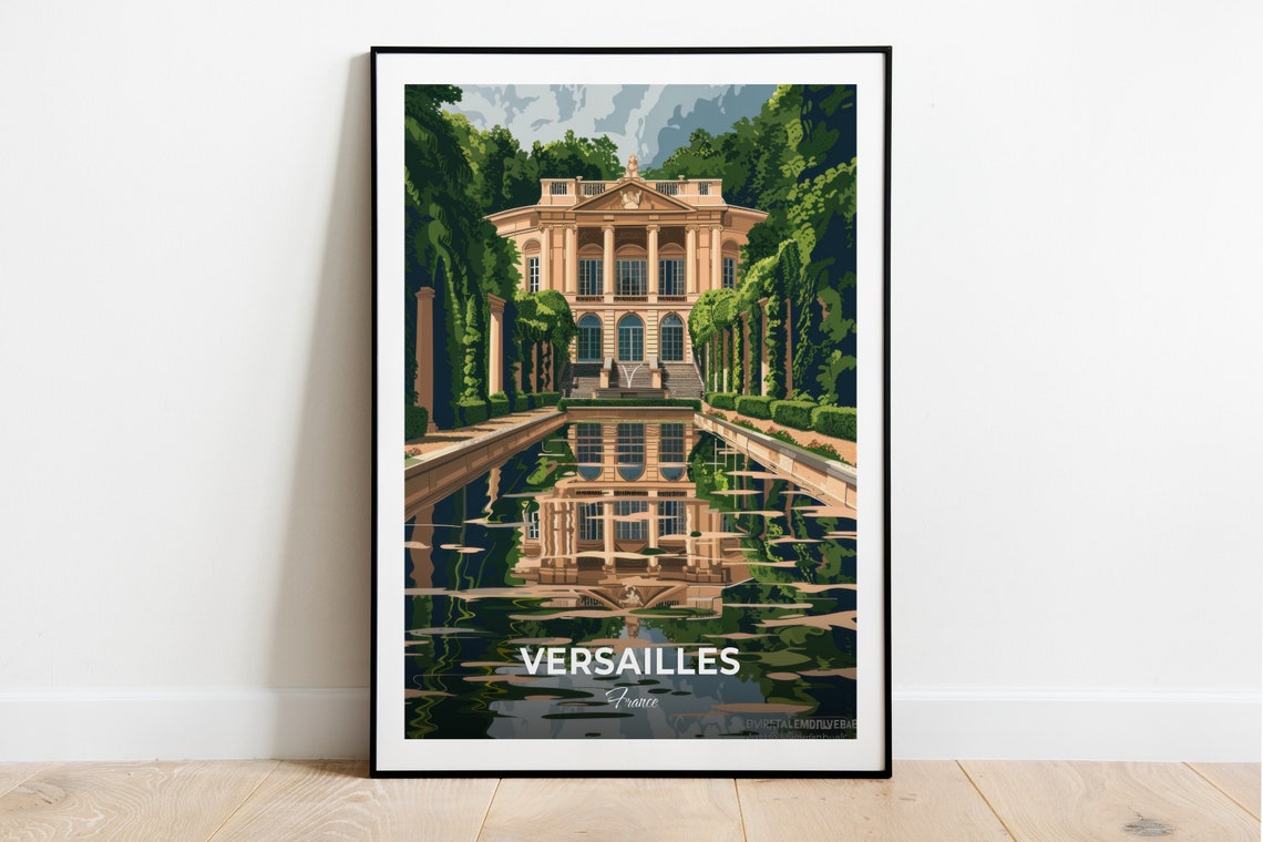 Versailles Petit Trianon Reflecting Pool Chateau Travel Scene Poster