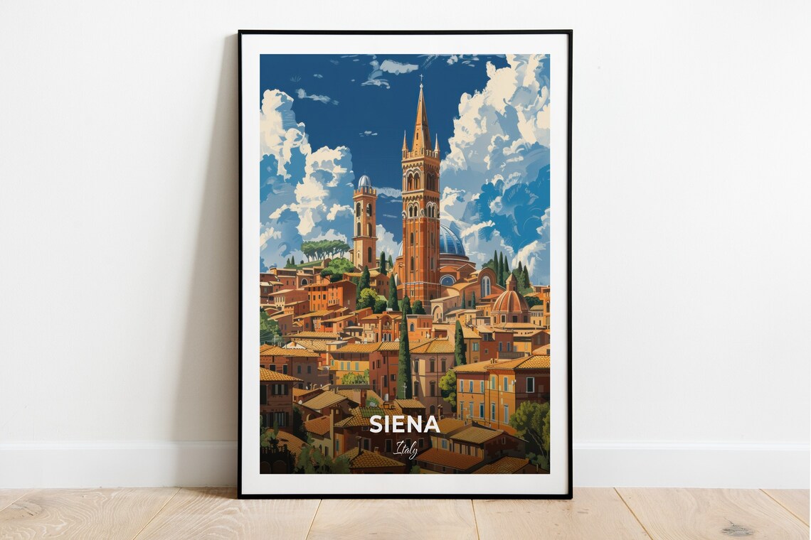 Siena Basilica San Domenico Hilltop Old Town Italy Travel Poster