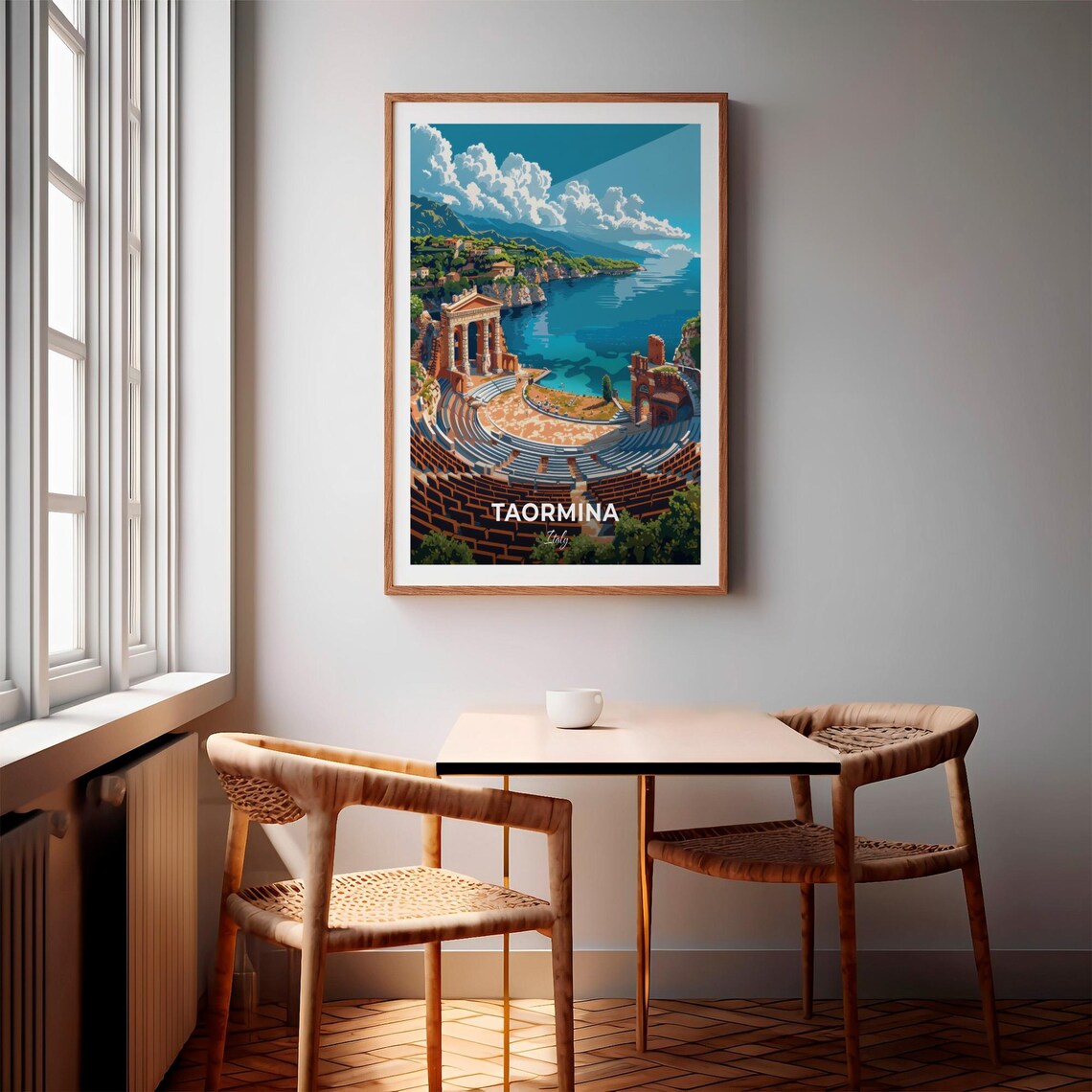 Taormina Italy Ancient Greek Theatre Sea View Ruins Travel Poster - Image 3