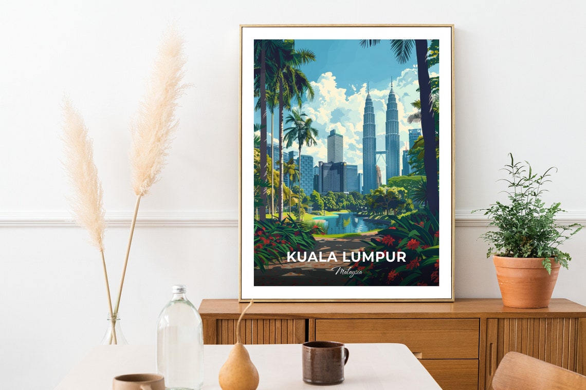 Kuala Lumpur Malaysia KLCC Park Twin Towers Palms Garden View Poster - Image 2